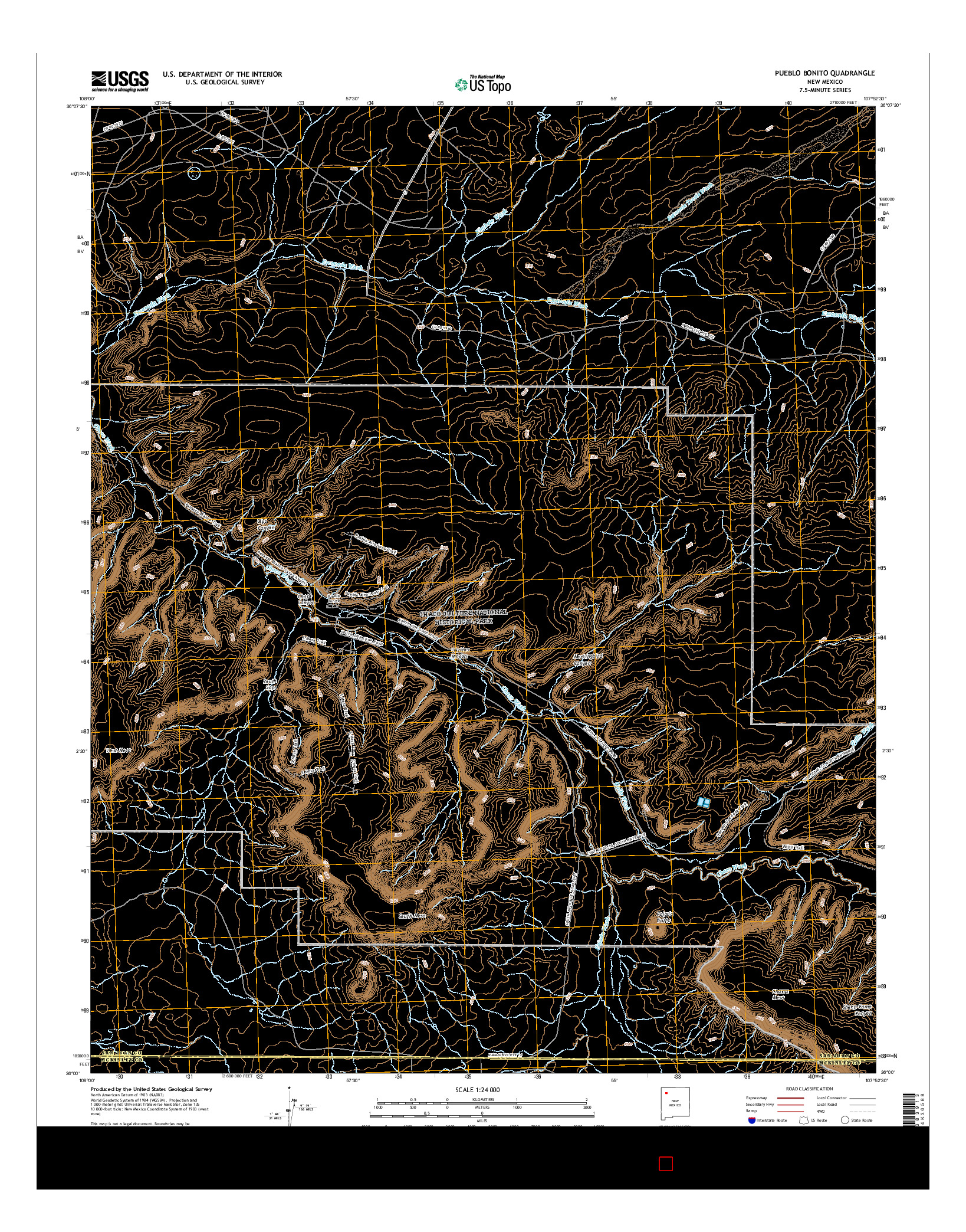 USGS US TOPO 7.5-MINUTE MAP FOR PUEBLO BONITO, NM 2017