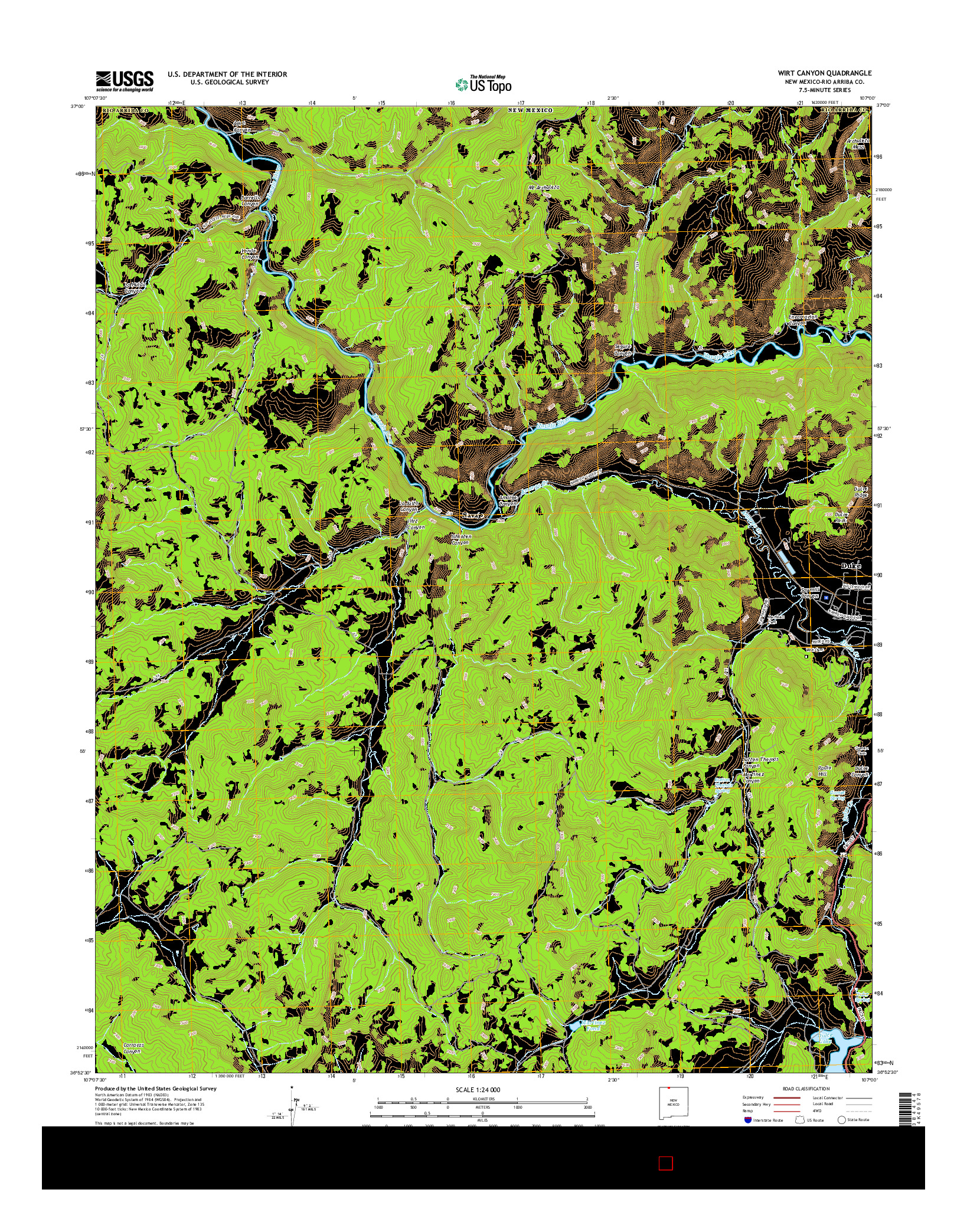 USGS US TOPO 7.5-MINUTE MAP FOR WIRT CANYON, NM 2017