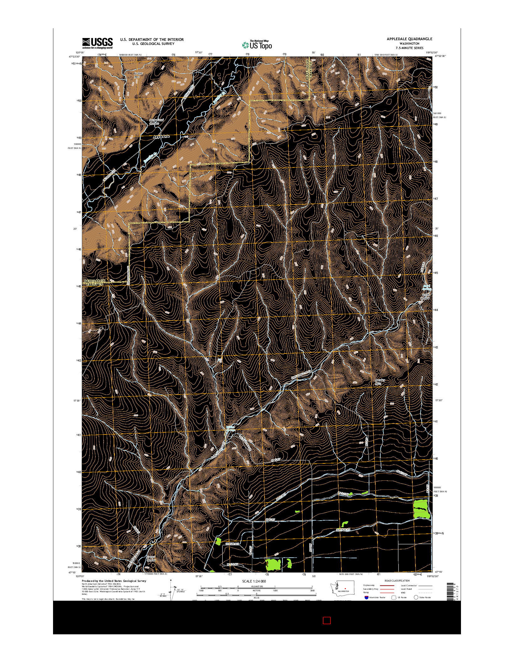 USGS US TOPO 7.5-MINUTE MAP FOR APPLEDALE, WA 2017