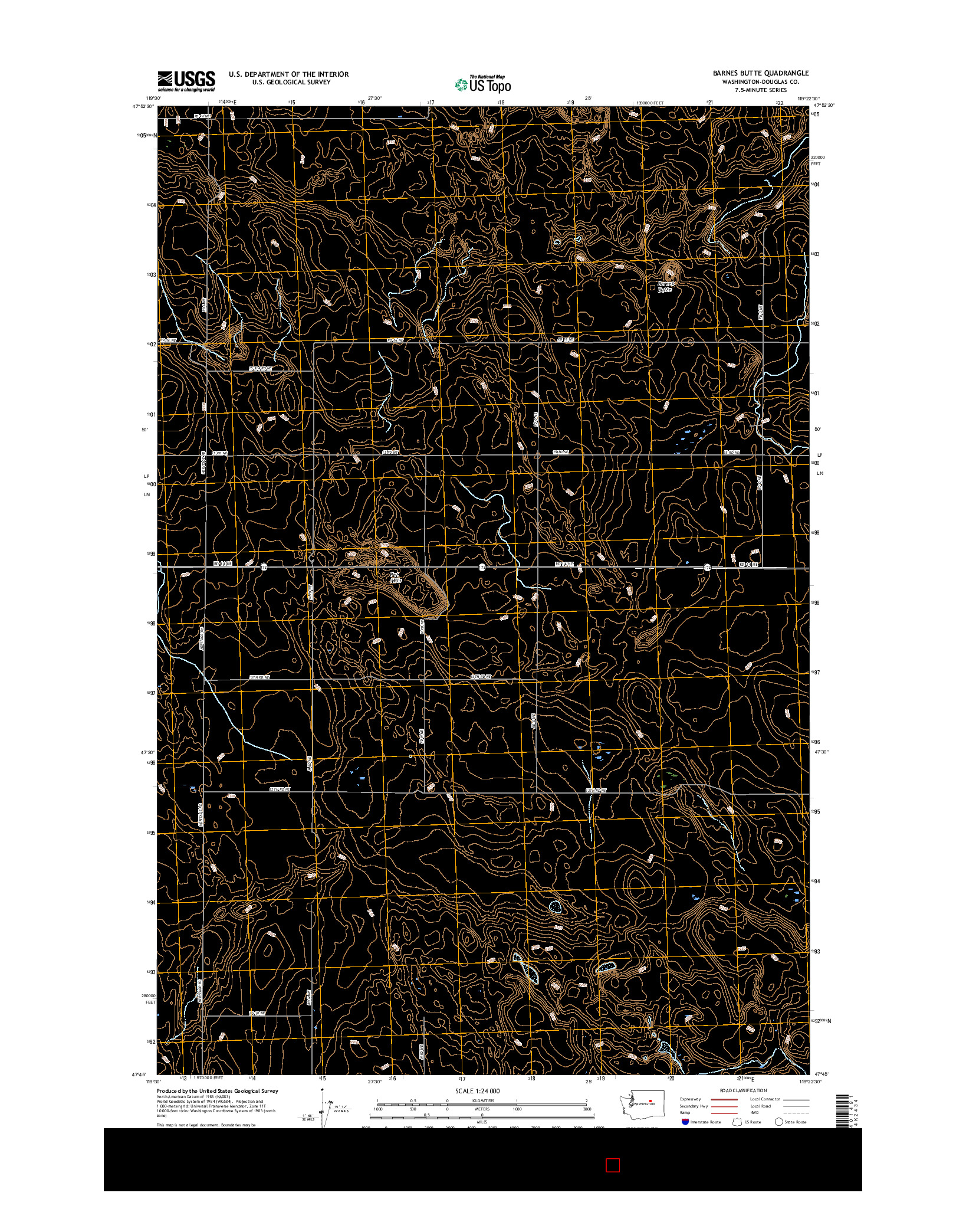 USGS US TOPO 7.5-MINUTE MAP FOR BARNES BUTTE, WA 2017