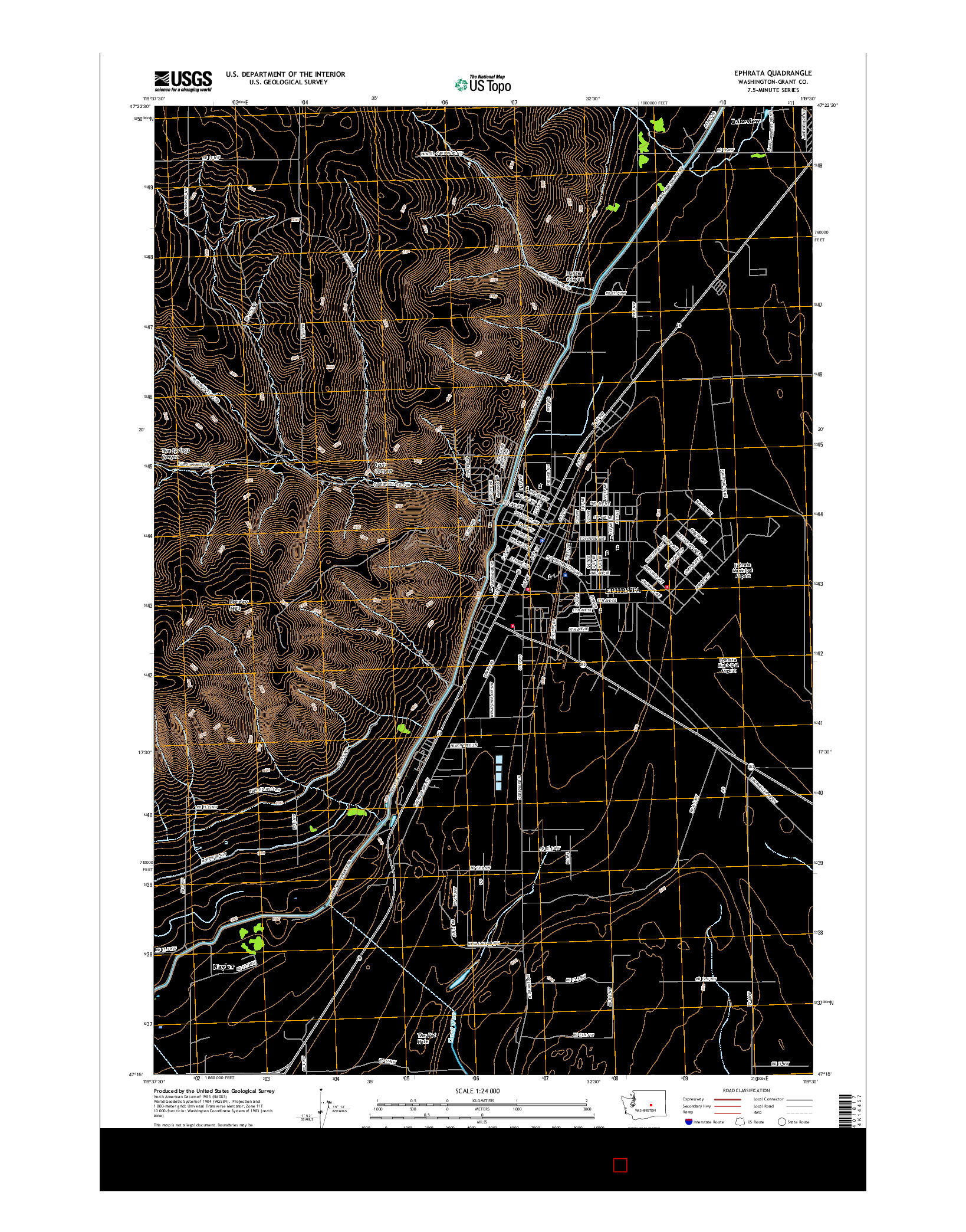 USGS US TOPO 7.5-MINUTE MAP FOR EPHRATA, WA 2017