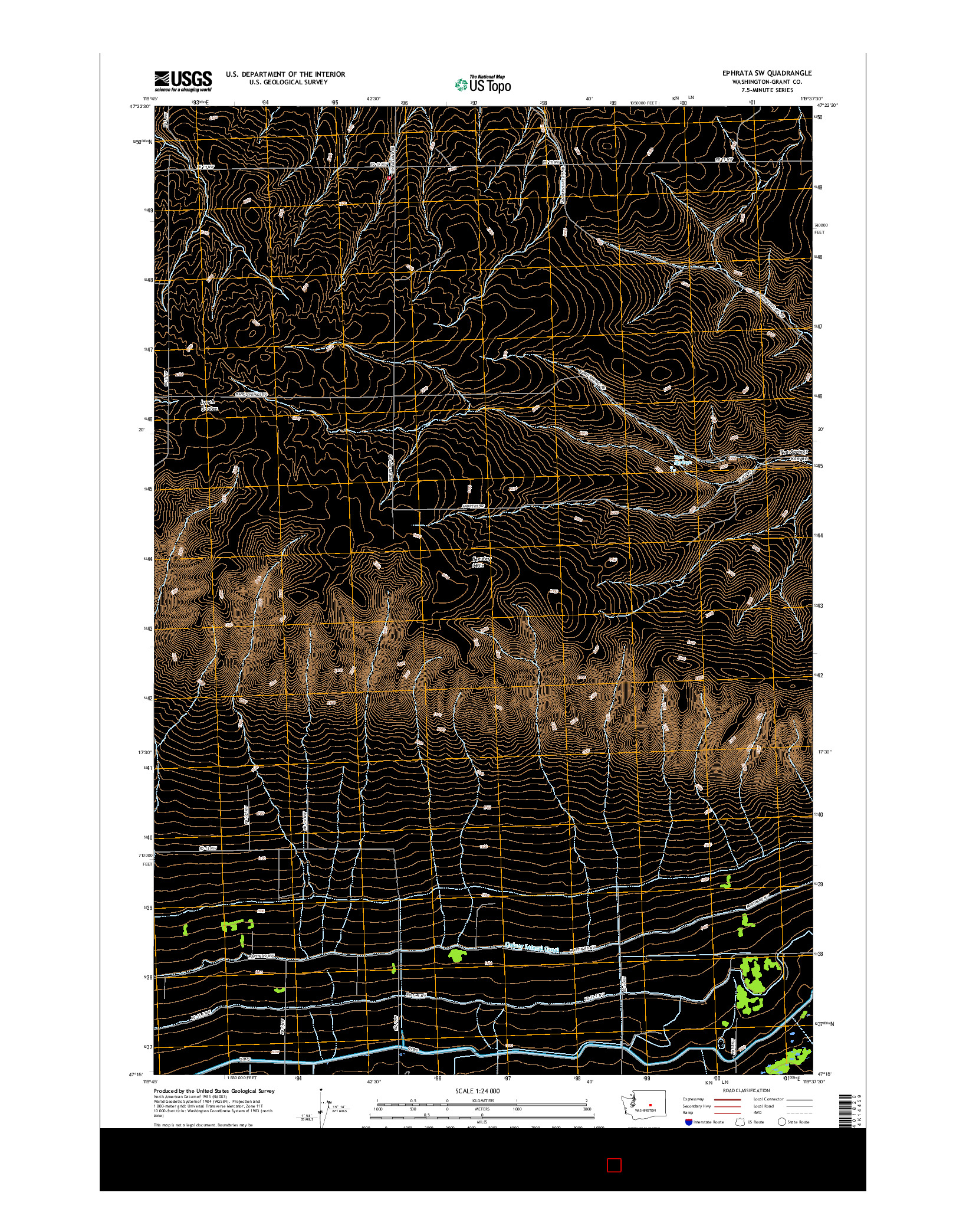 USGS US TOPO 7.5-MINUTE MAP FOR EPHRATA SW, WA 2017
