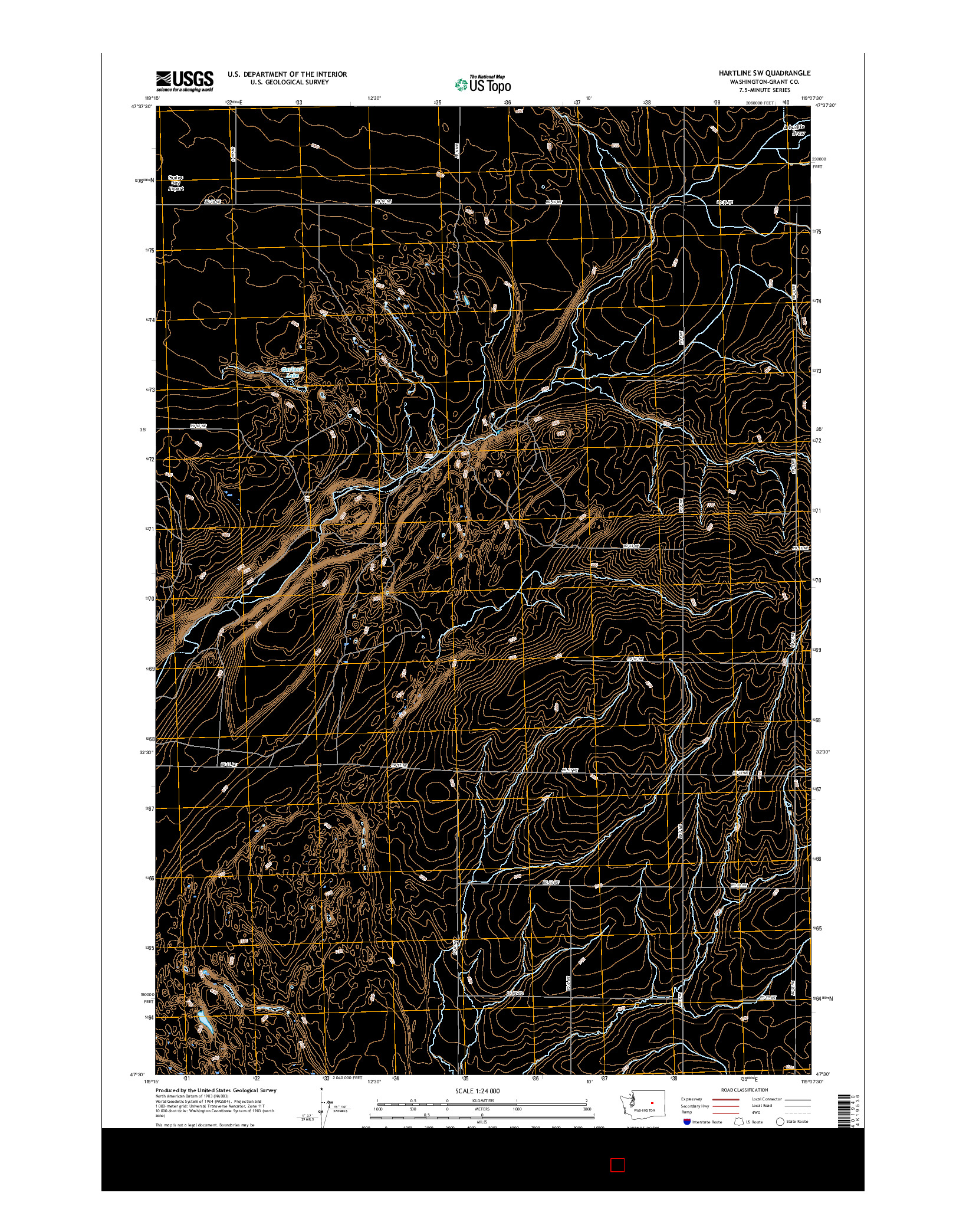 USGS US TOPO 7.5-MINUTE MAP FOR HARTLINE SW, WA 2017