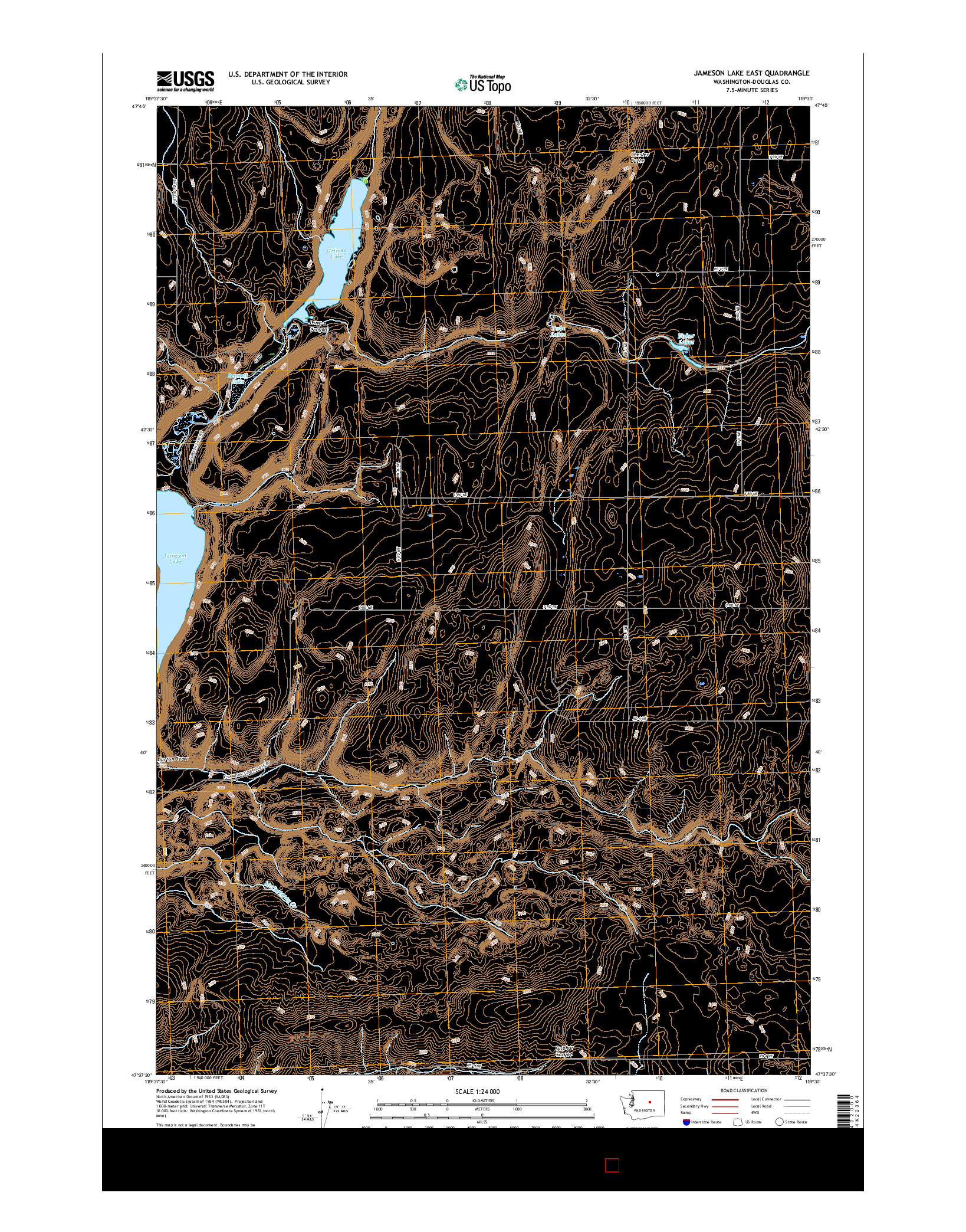 USGS US TOPO 7.5-MINUTE MAP FOR JAMESON LAKE EAST, WA 2017