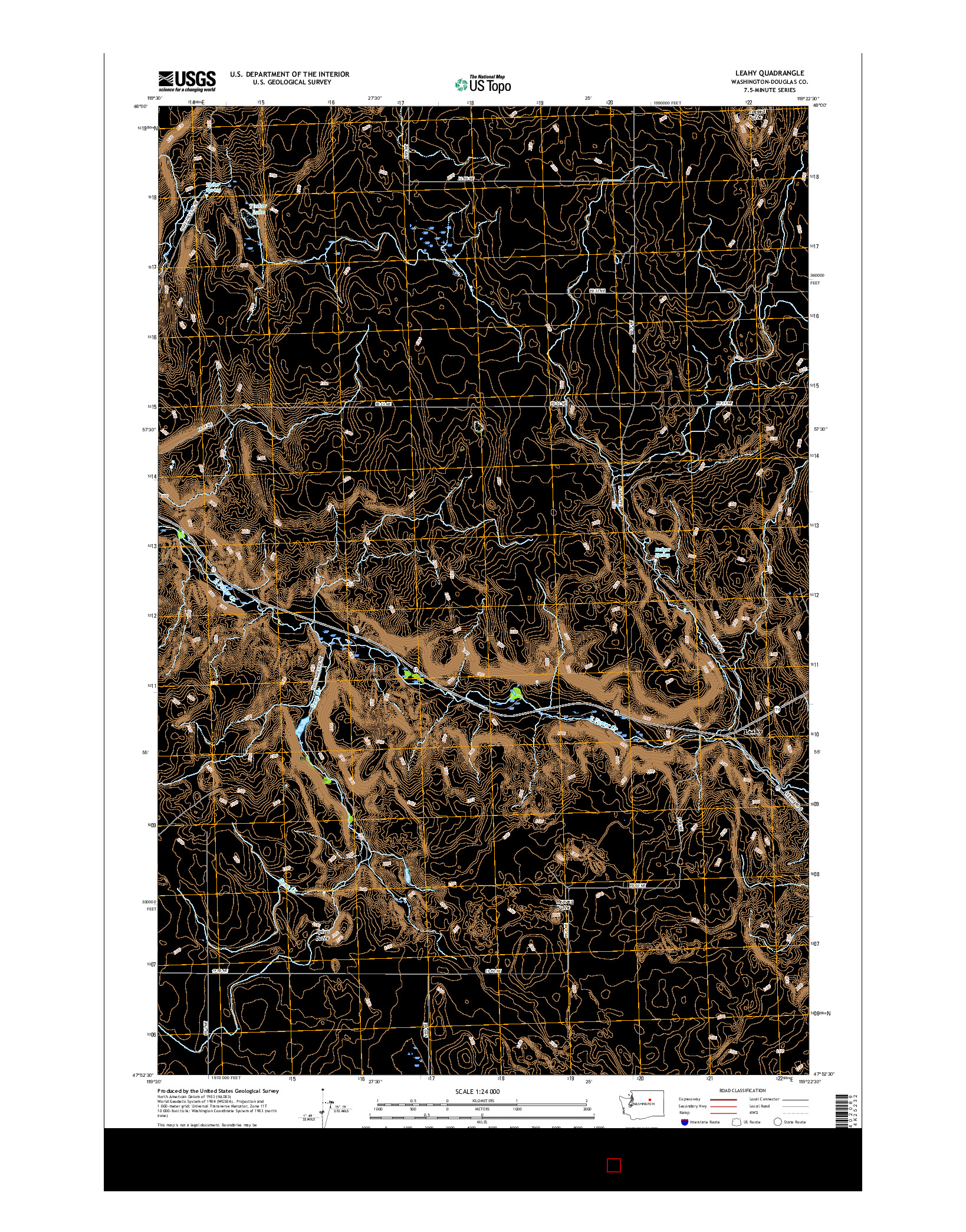 USGS US TOPO 7.5-MINUTE MAP FOR LEAHY, WA 2017