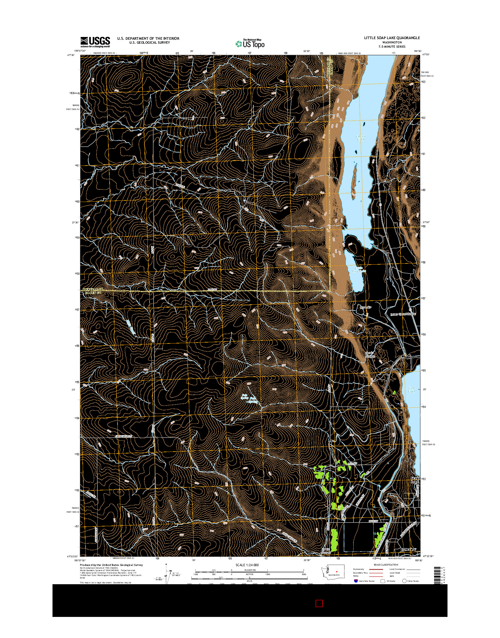 USGS US TOPO 7.5-MINUTE MAP FOR LITTLE SOAP LAKE, WA 2017