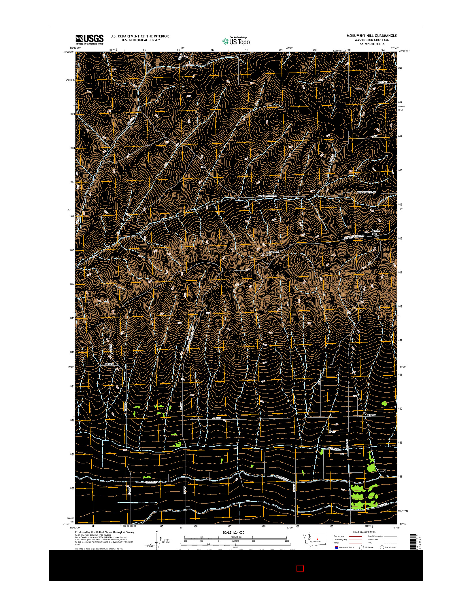 USGS US TOPO 7.5-MINUTE MAP FOR MONUMENT HILL, WA 2017