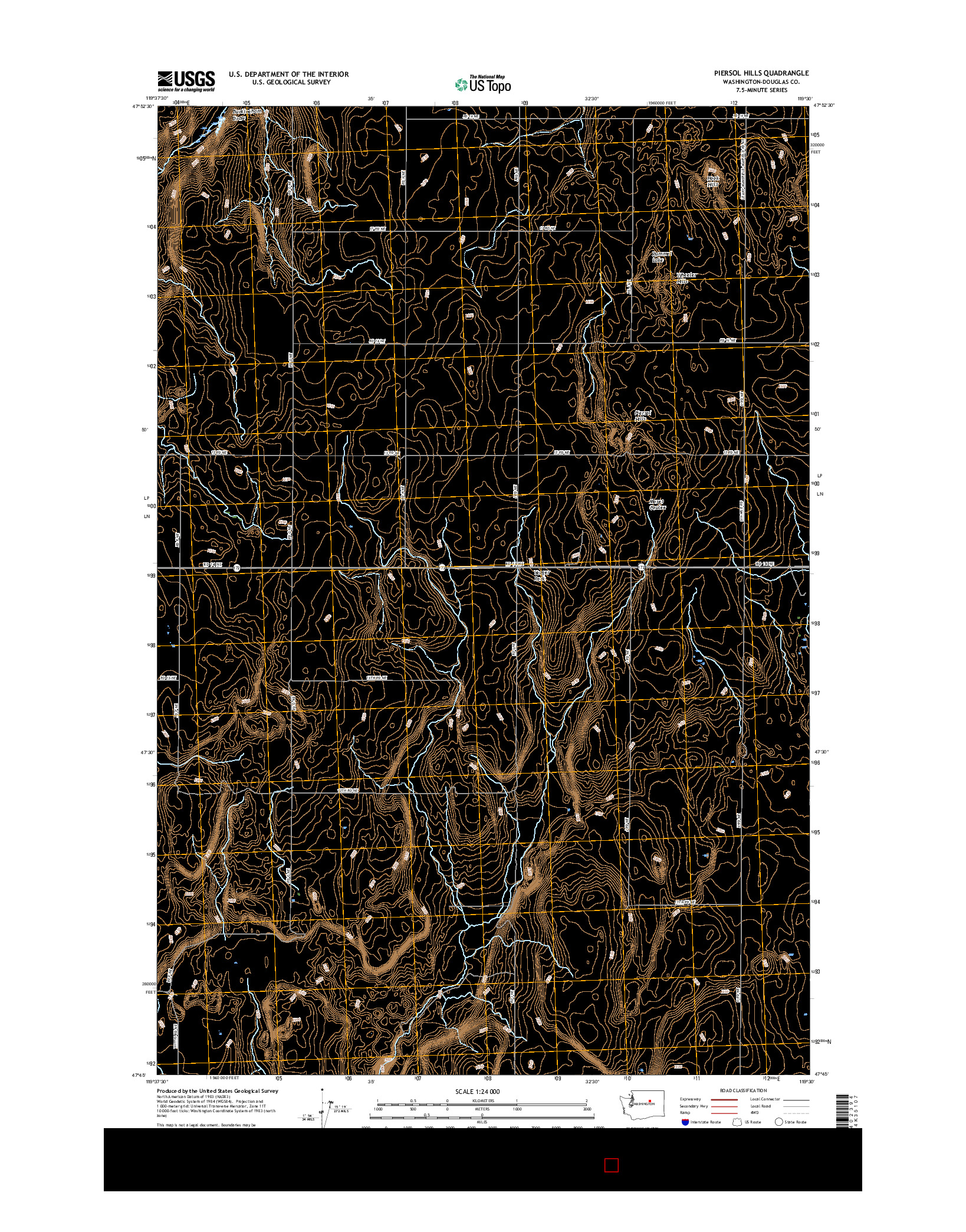 USGS US TOPO 7.5-MINUTE MAP FOR PIERSOL HILLS, WA 2017