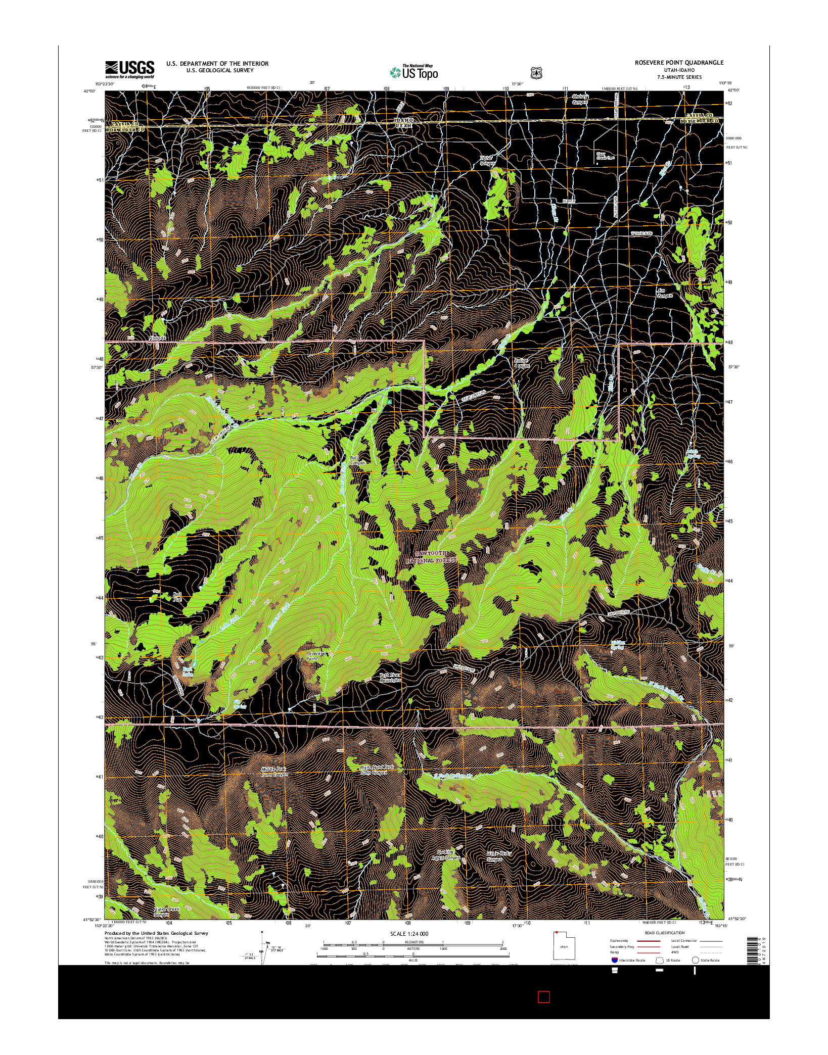 USGS US TOPO 7.5-MINUTE MAP FOR ROSEVERE POINT, UT-ID 2017