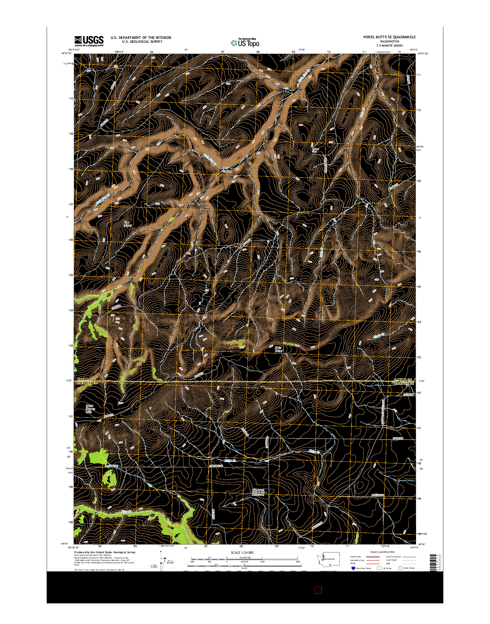 USGS US TOPO 7.5-MINUTE MAP FOR POISEL BUTTE SE, WA 2017