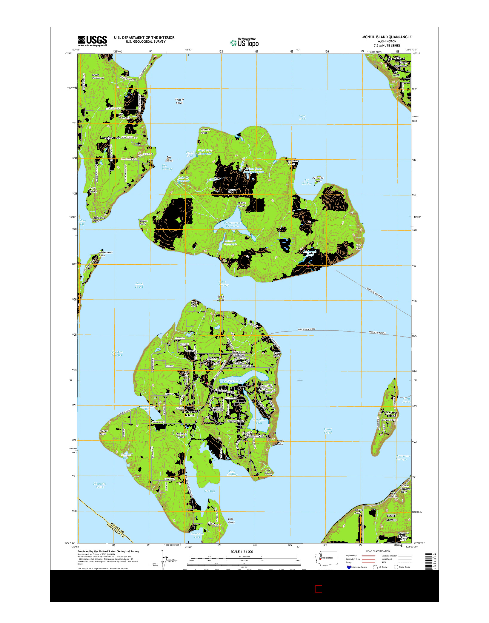 USGS US TOPO 7.5-MINUTE MAP FOR MCNEIL ISLAND, WA 2017