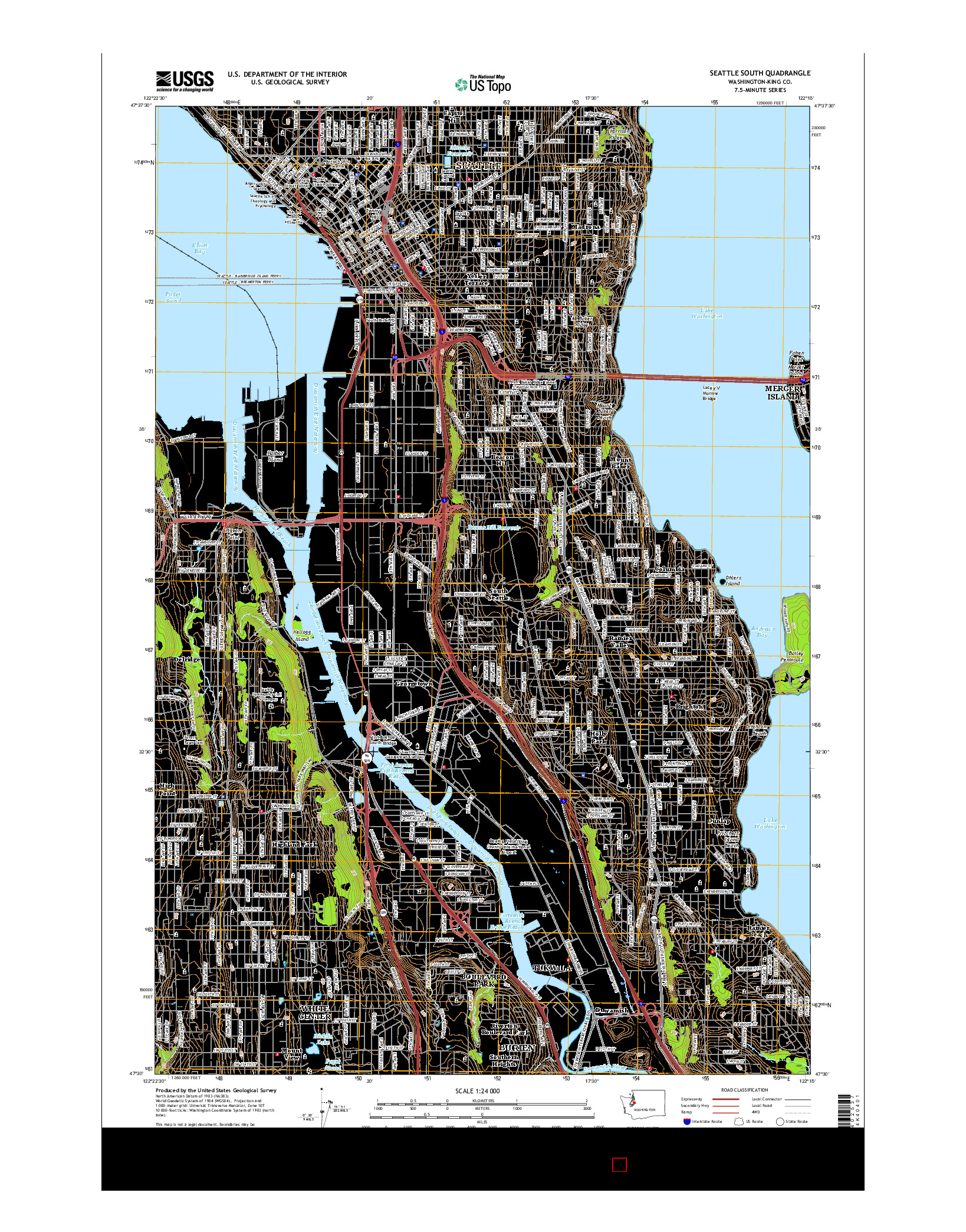 USGS US TOPO 7.5-MINUTE MAP FOR SEATTLE SOUTH, WA 2017