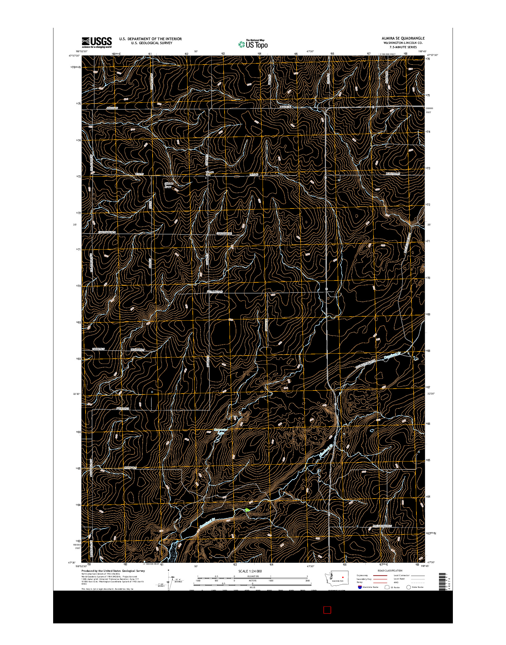 USGS US TOPO 7.5-MINUTE MAP FOR ALMIRA SE, WA 2017