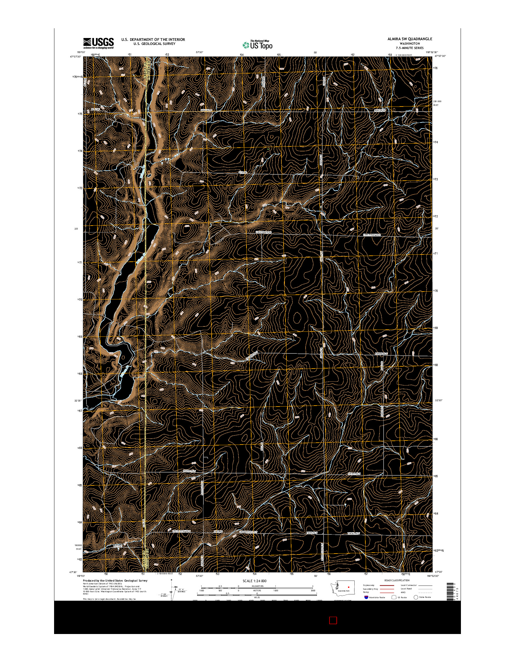 USGS US TOPO 7.5-MINUTE MAP FOR ALMIRA SW, WA 2017