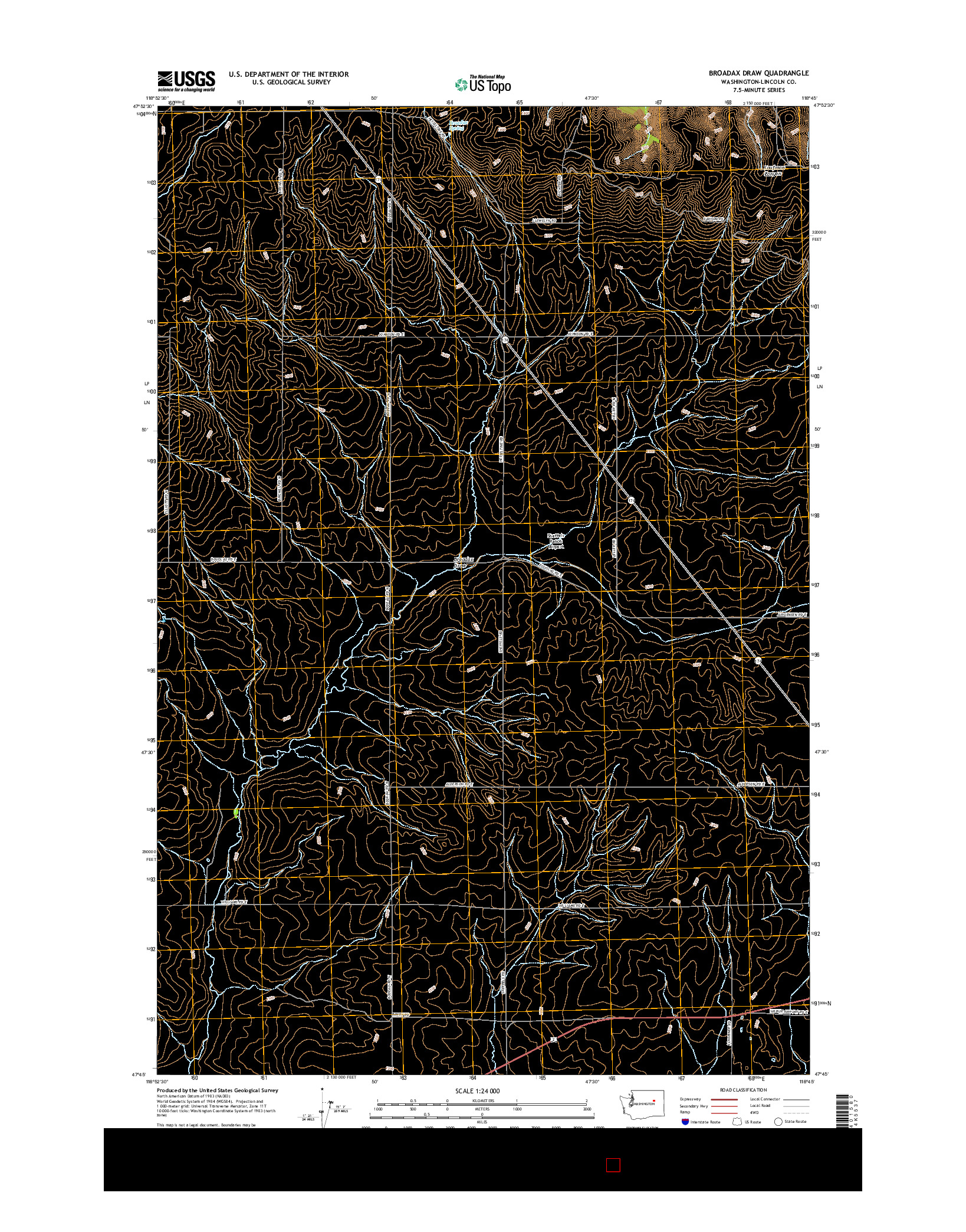 USGS US TOPO 7.5-MINUTE MAP FOR BROADAX DRAW, WA 2017