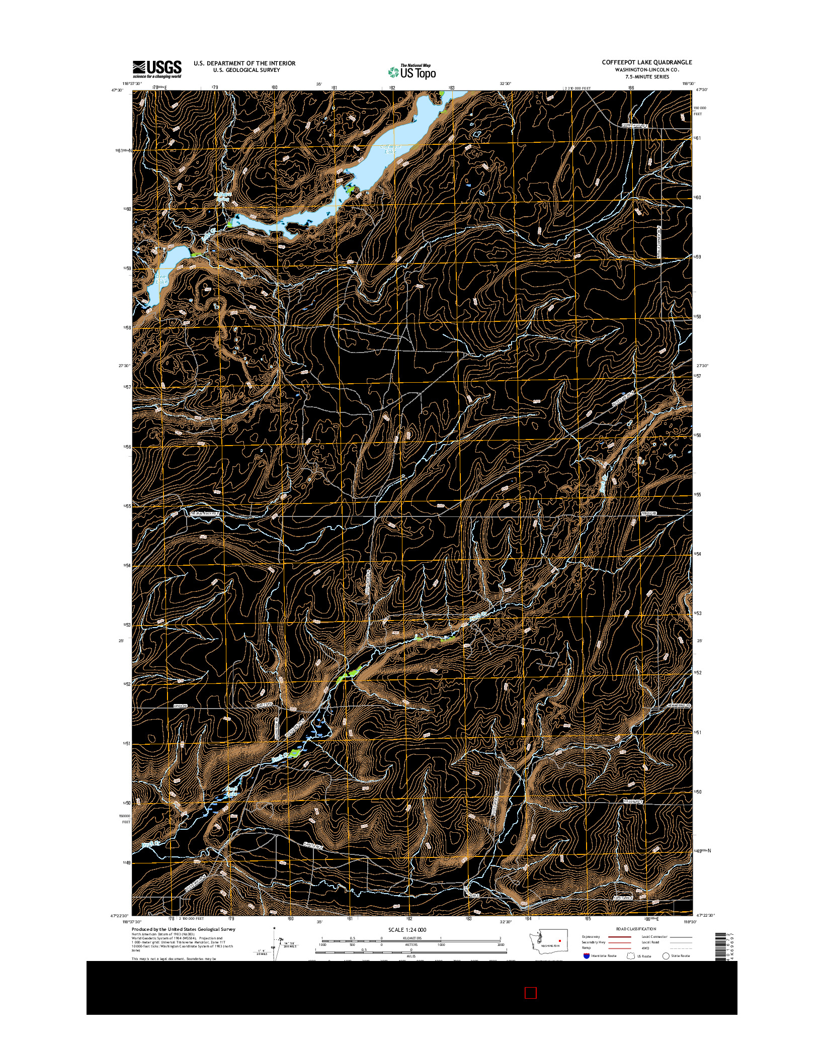USGS US TOPO 7.5-MINUTE MAP FOR COFFEEPOT LAKE, WA 2017