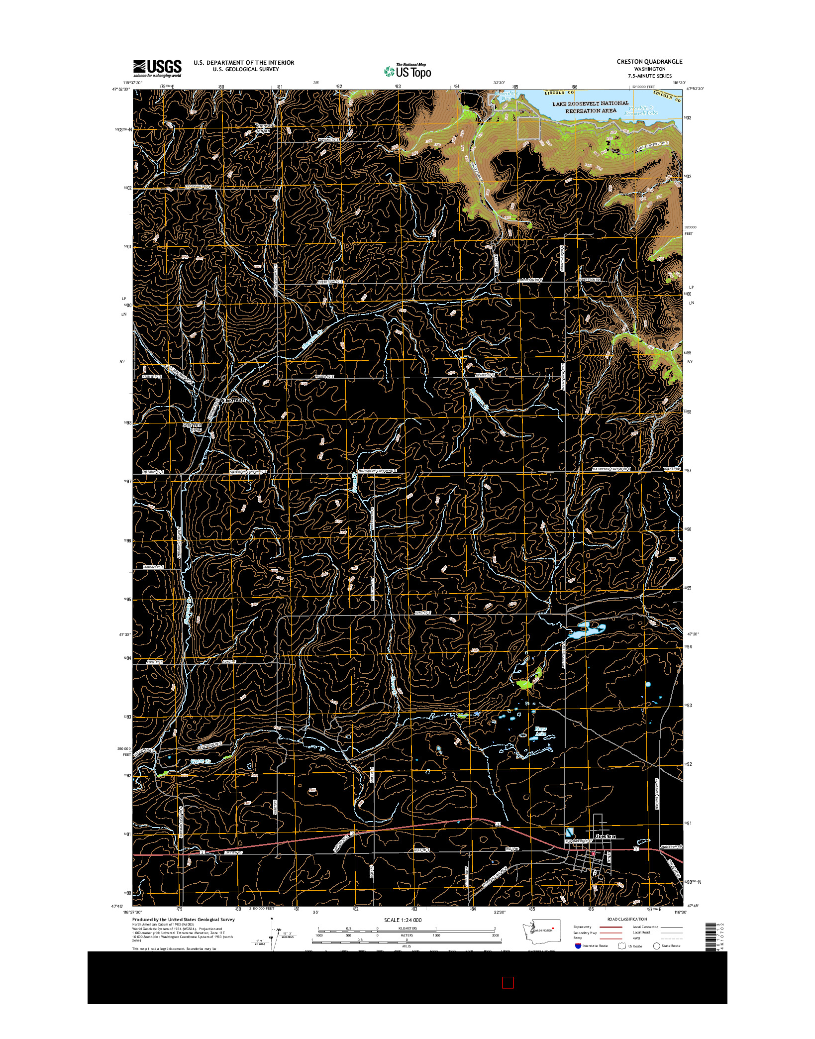USGS US TOPO 7.5-MINUTE MAP FOR CRESTON, WA 2017