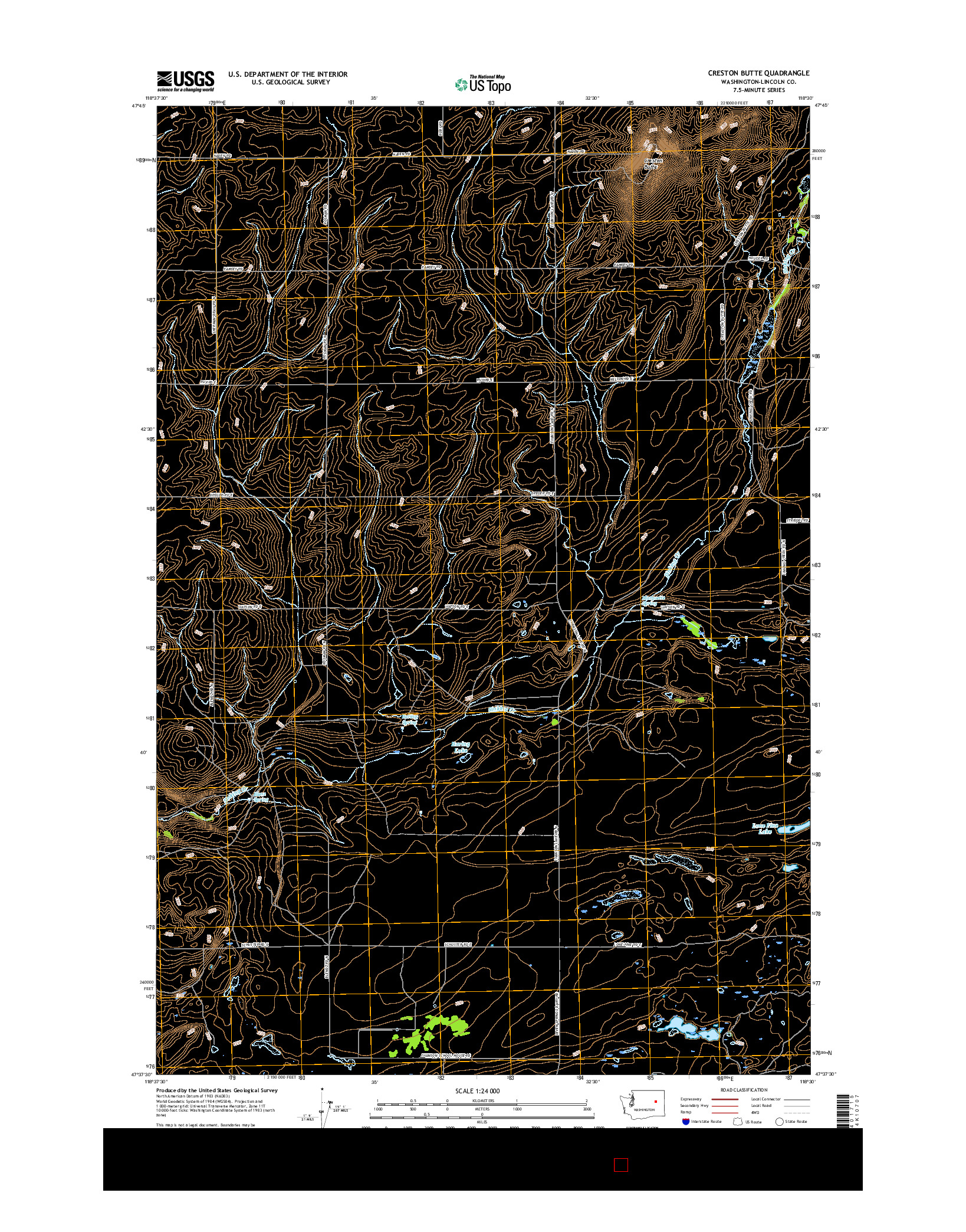 USGS US TOPO 7.5-MINUTE MAP FOR CRESTON BUTTE, WA 2017