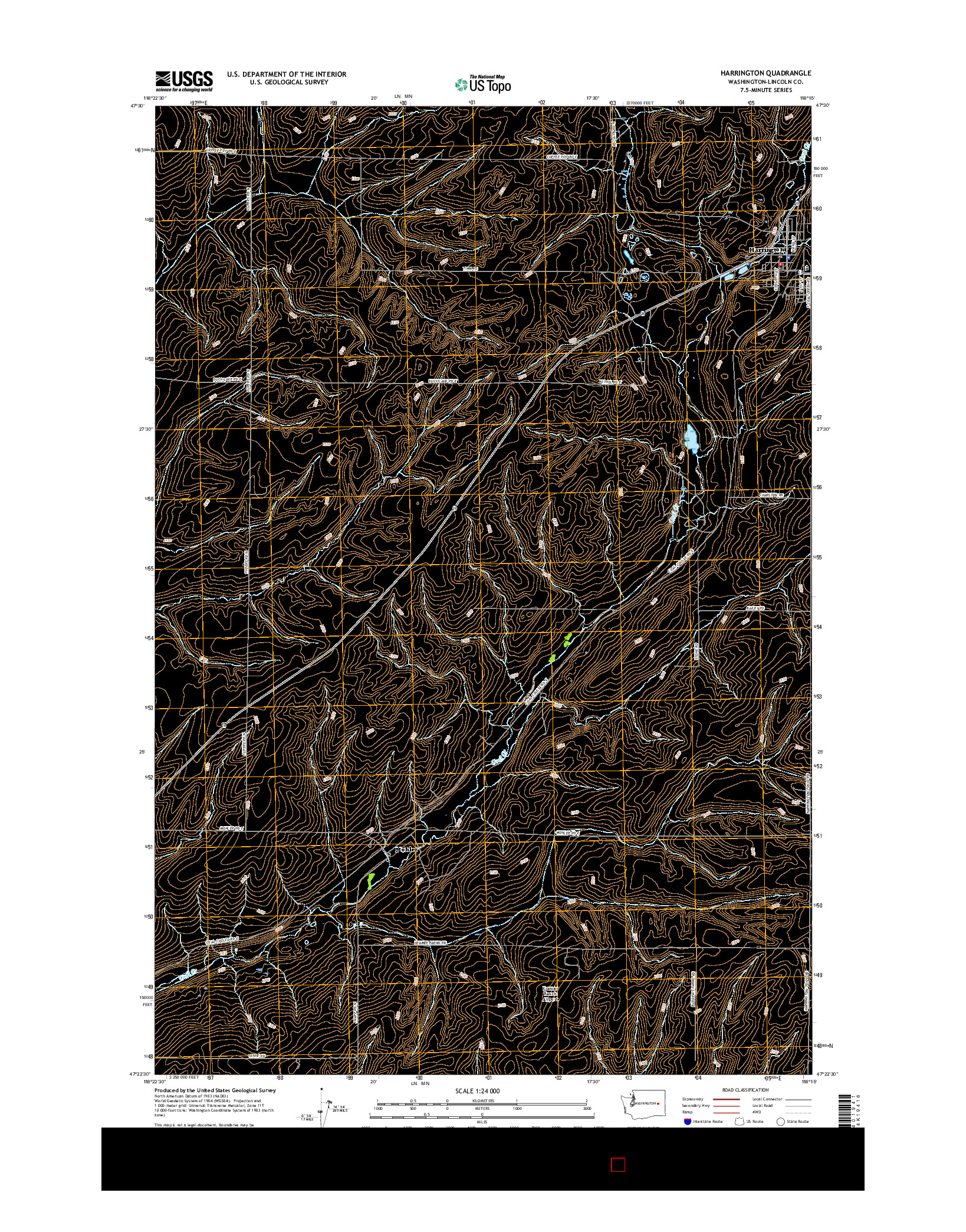 USGS US TOPO 7.5-MINUTE MAP FOR HARRINGTON, WA 2017