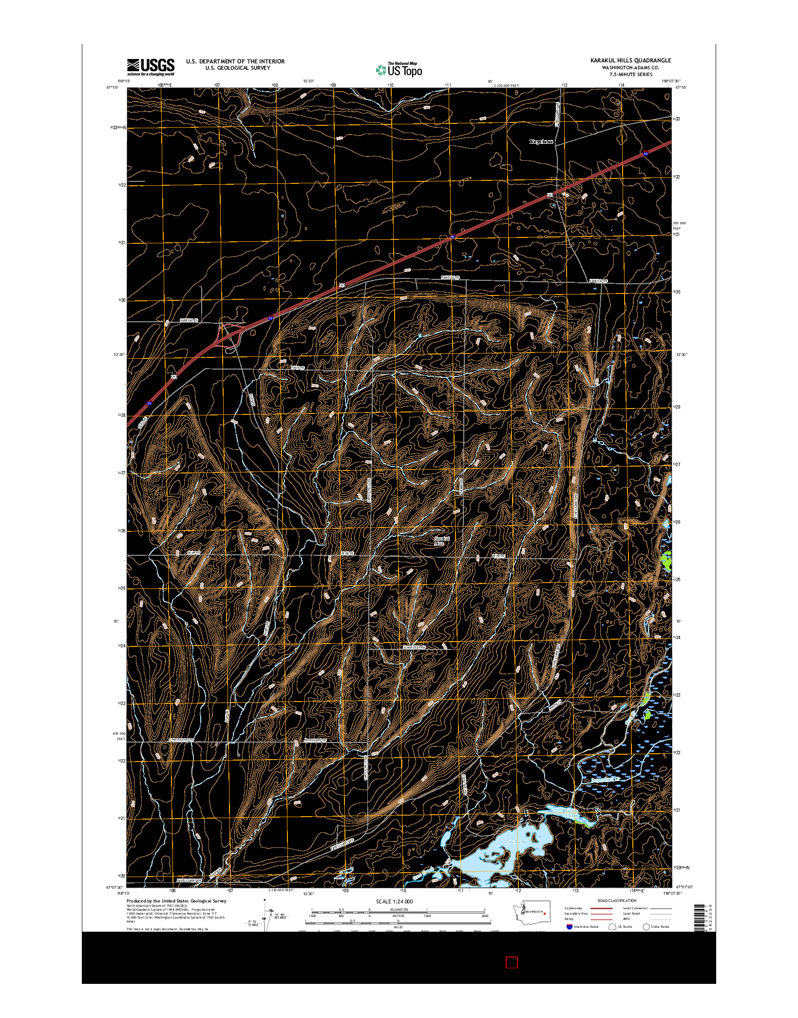 USGS US TOPO 7.5-MINUTE MAP FOR KARAKUL HILLS, WA 2017