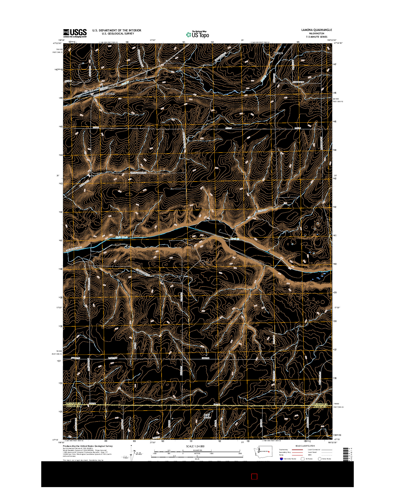 USGS US TOPO 7.5-MINUTE MAP FOR LAMONA, WA 2017