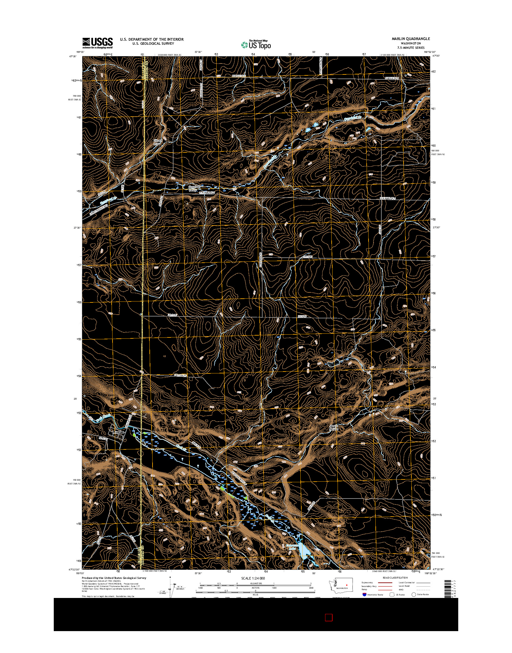 USGS US TOPO 7.5-MINUTE MAP FOR MARLIN, WA 2017