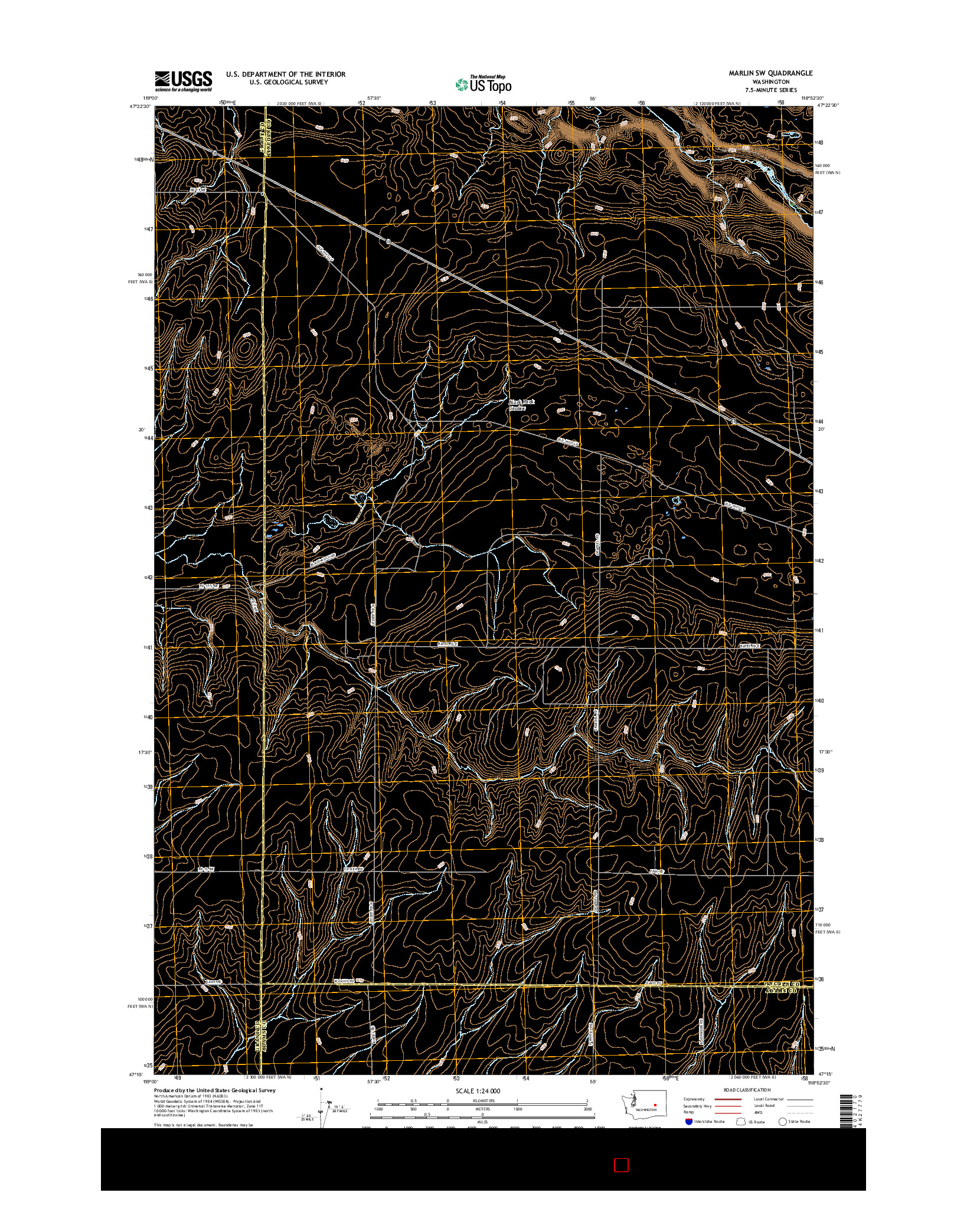 USGS US TOPO 7.5-MINUTE MAP FOR MARLIN SW, WA 2017