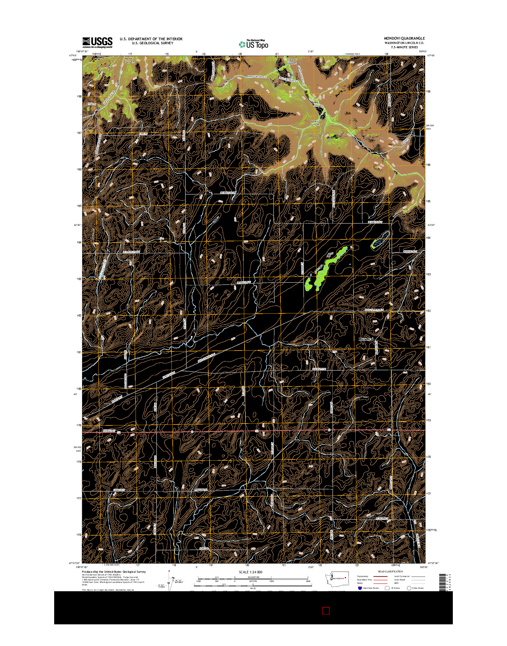 USGS US TOPO 7.5-MINUTE MAP FOR MONDOVI, WA 2017