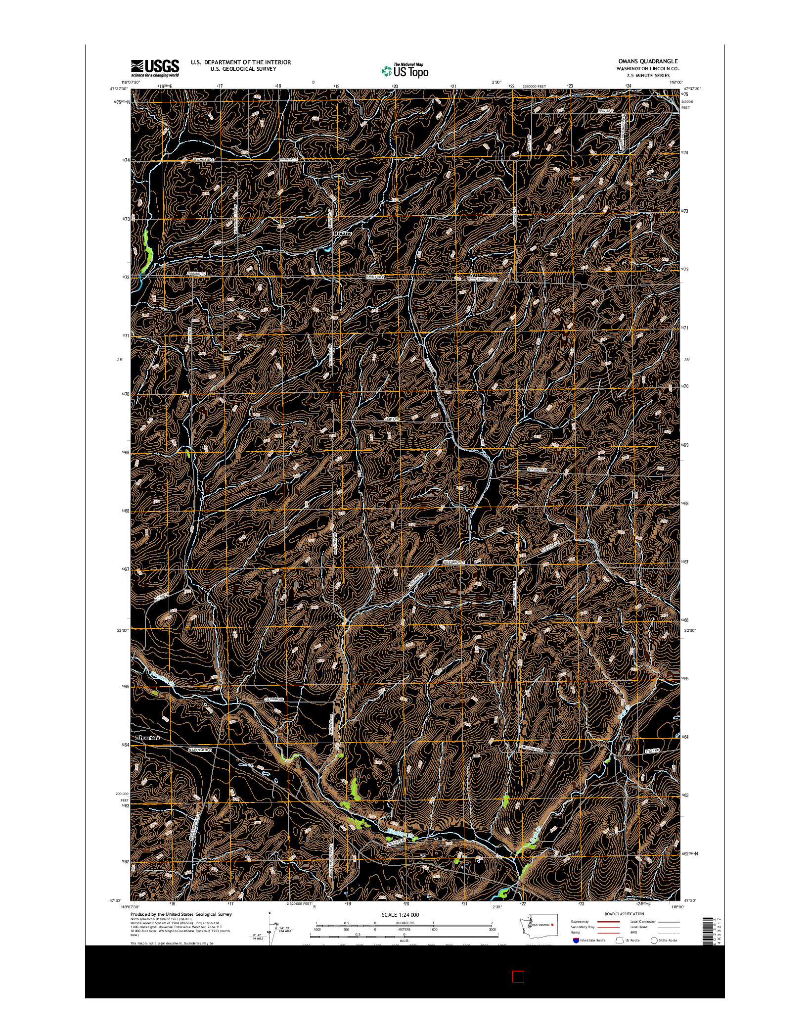 USGS US TOPO 7.5-MINUTE MAP FOR OMANS, WA 2017