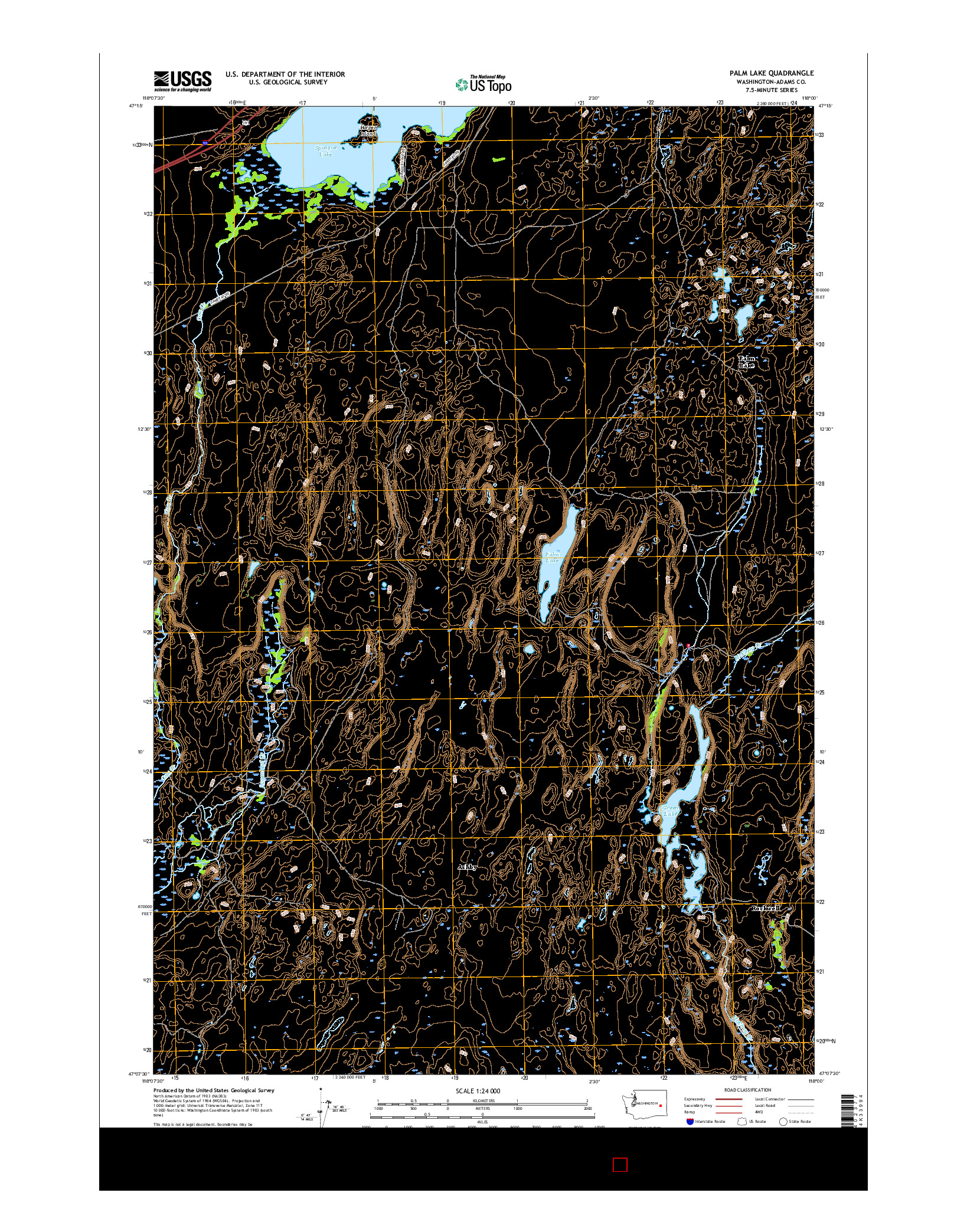 USGS US TOPO 7.5-MINUTE MAP FOR PALM LAKE, WA 2017