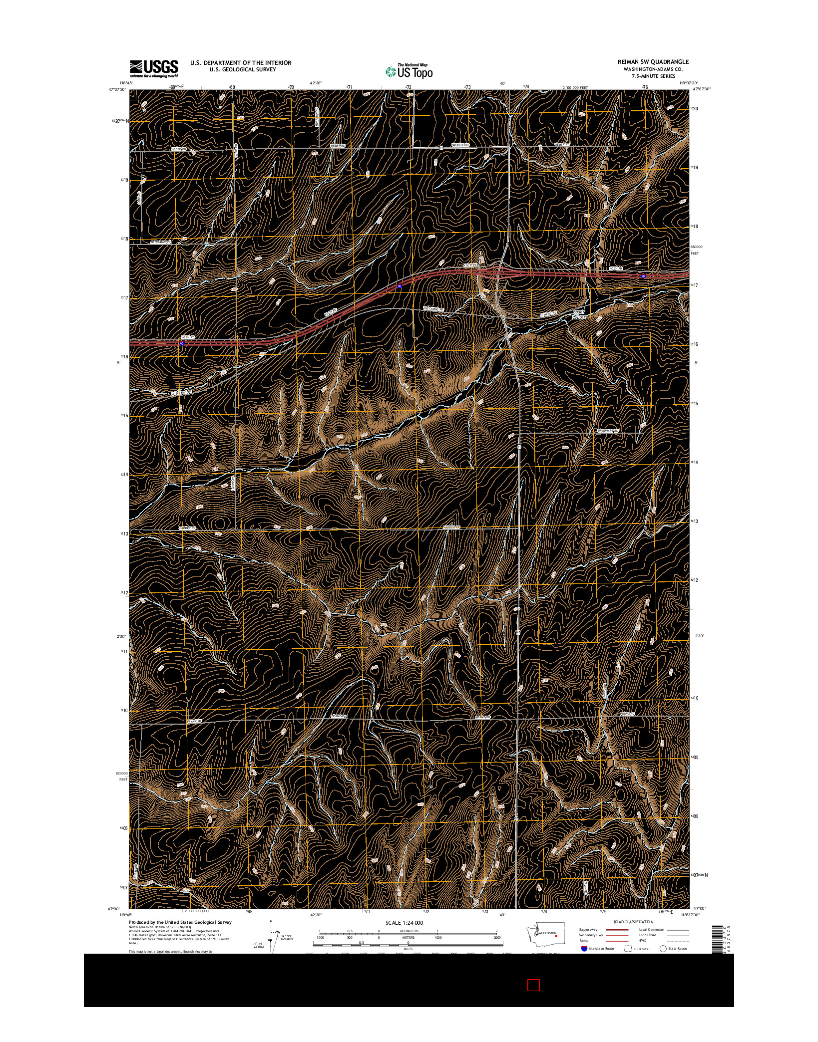 USGS US TOPO 7.5-MINUTE MAP FOR REIMAN SW, WA 2017