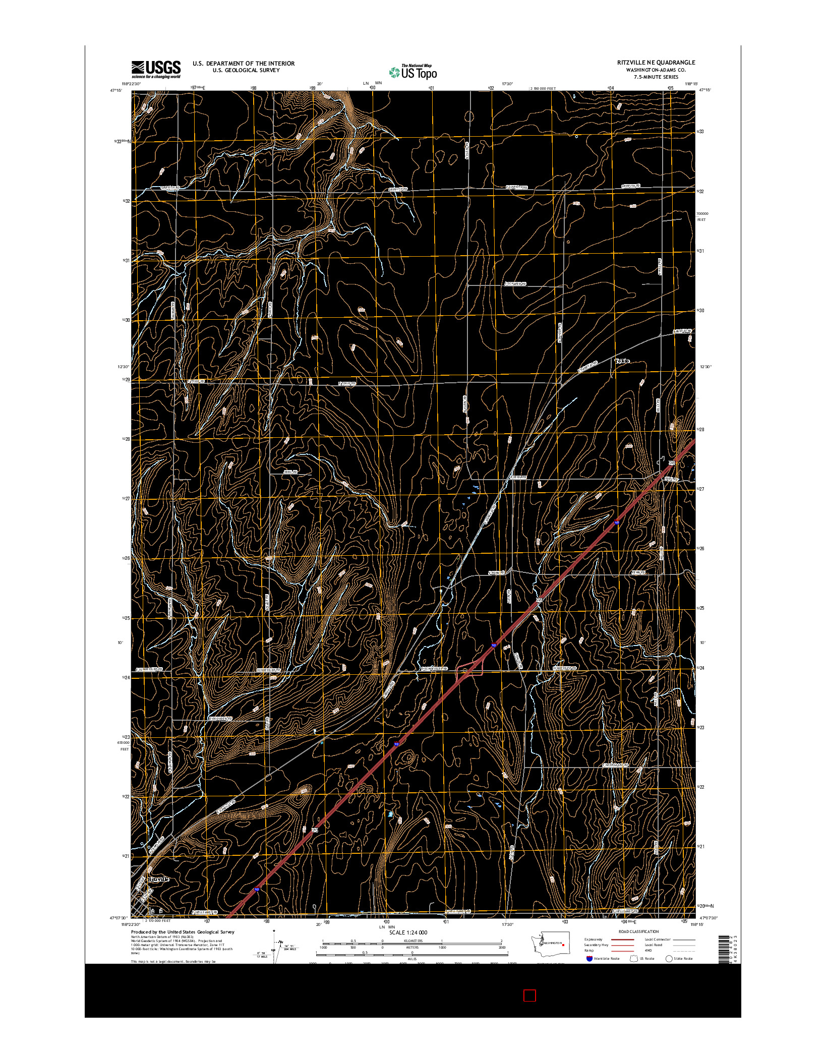 USGS US TOPO 7.5-MINUTE MAP FOR RITZVILLE NE, WA 2017