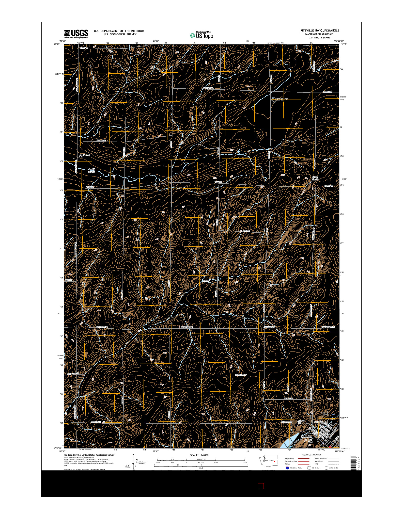 USGS US TOPO 7.5-MINUTE MAP FOR RITZVILLE NW, WA 2017