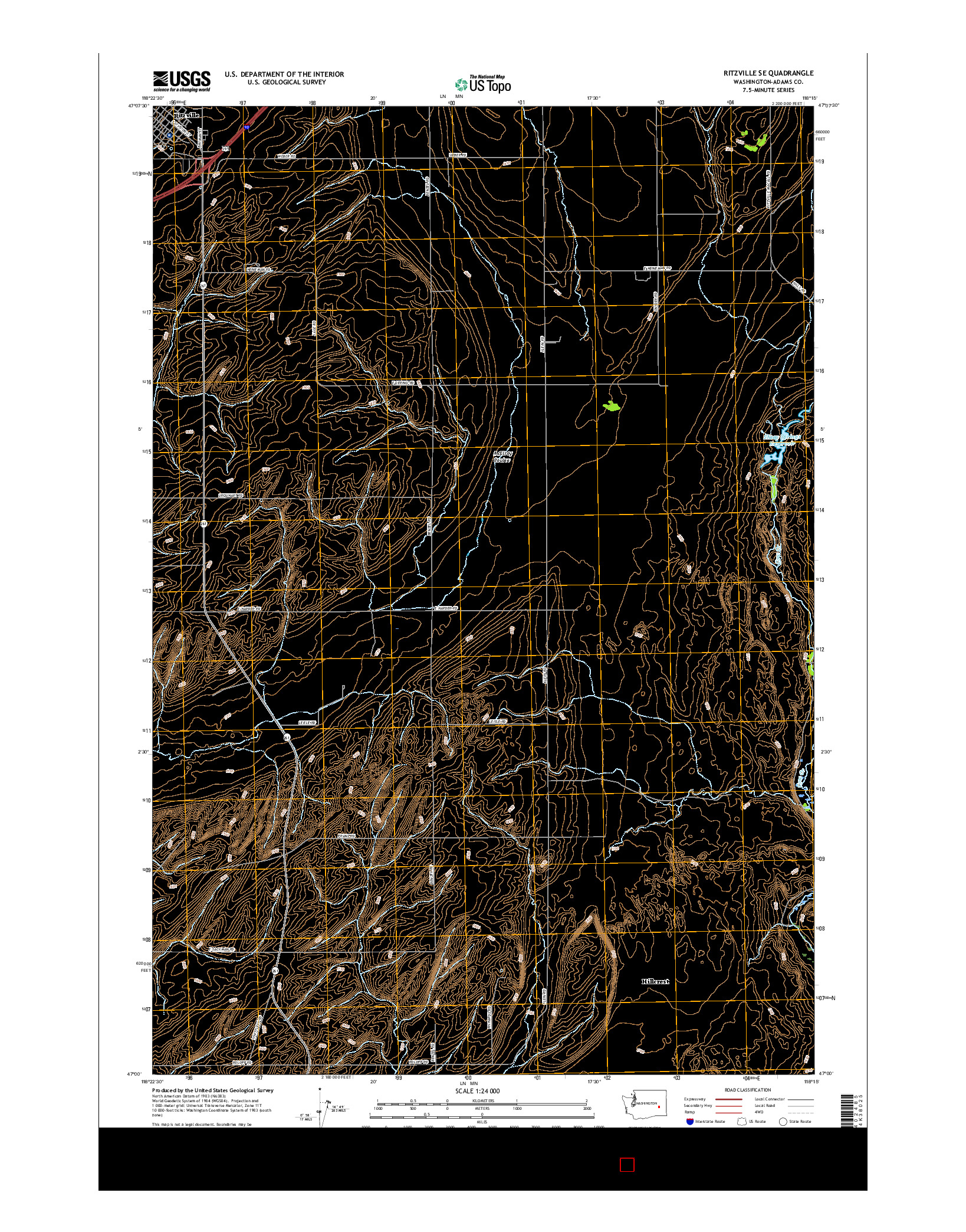 USGS US TOPO 7.5-MINUTE MAP FOR RITZVILLE SE, WA 2017