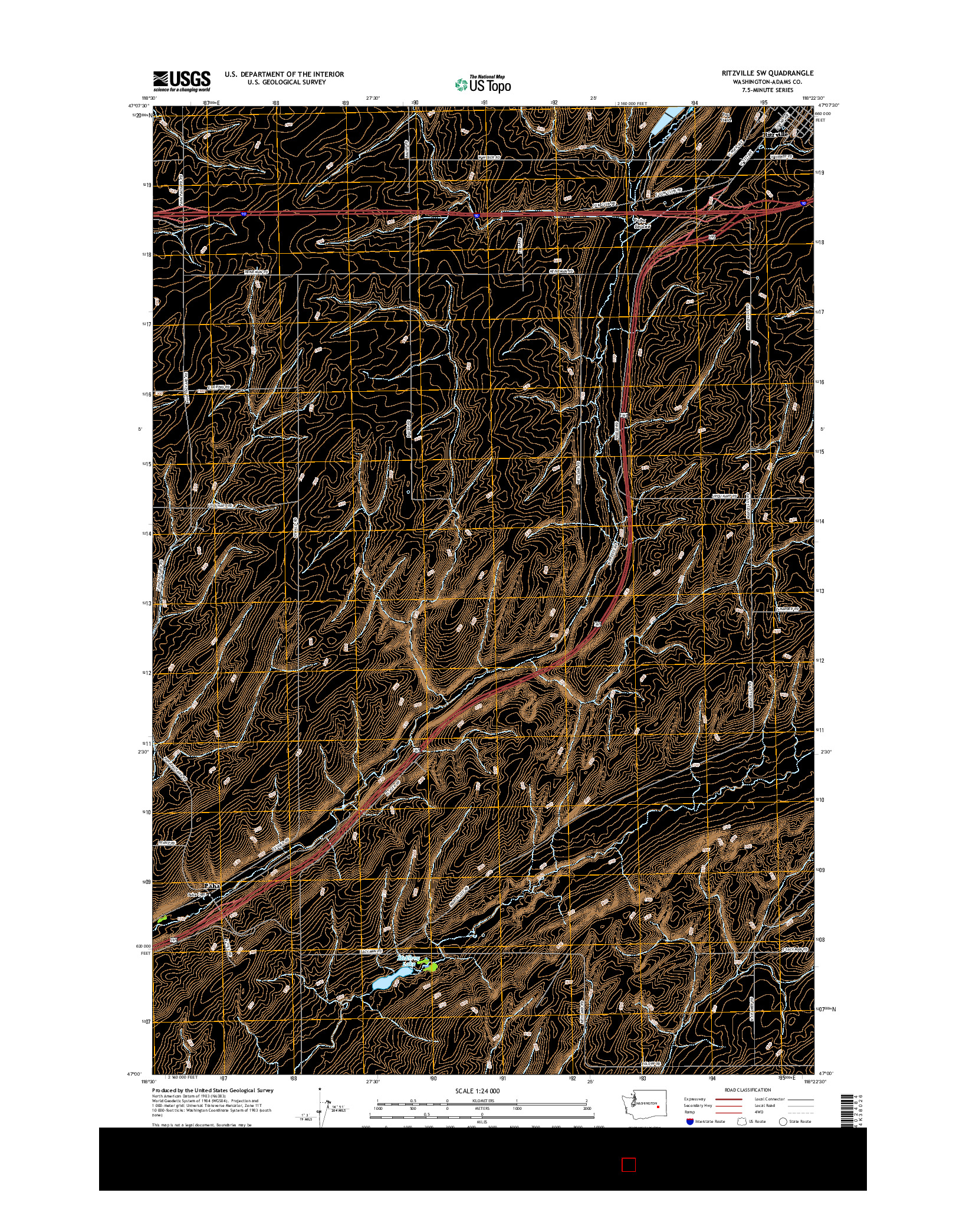 USGS US TOPO 7.5-MINUTE MAP FOR RITZVILLE SW, WA 2017