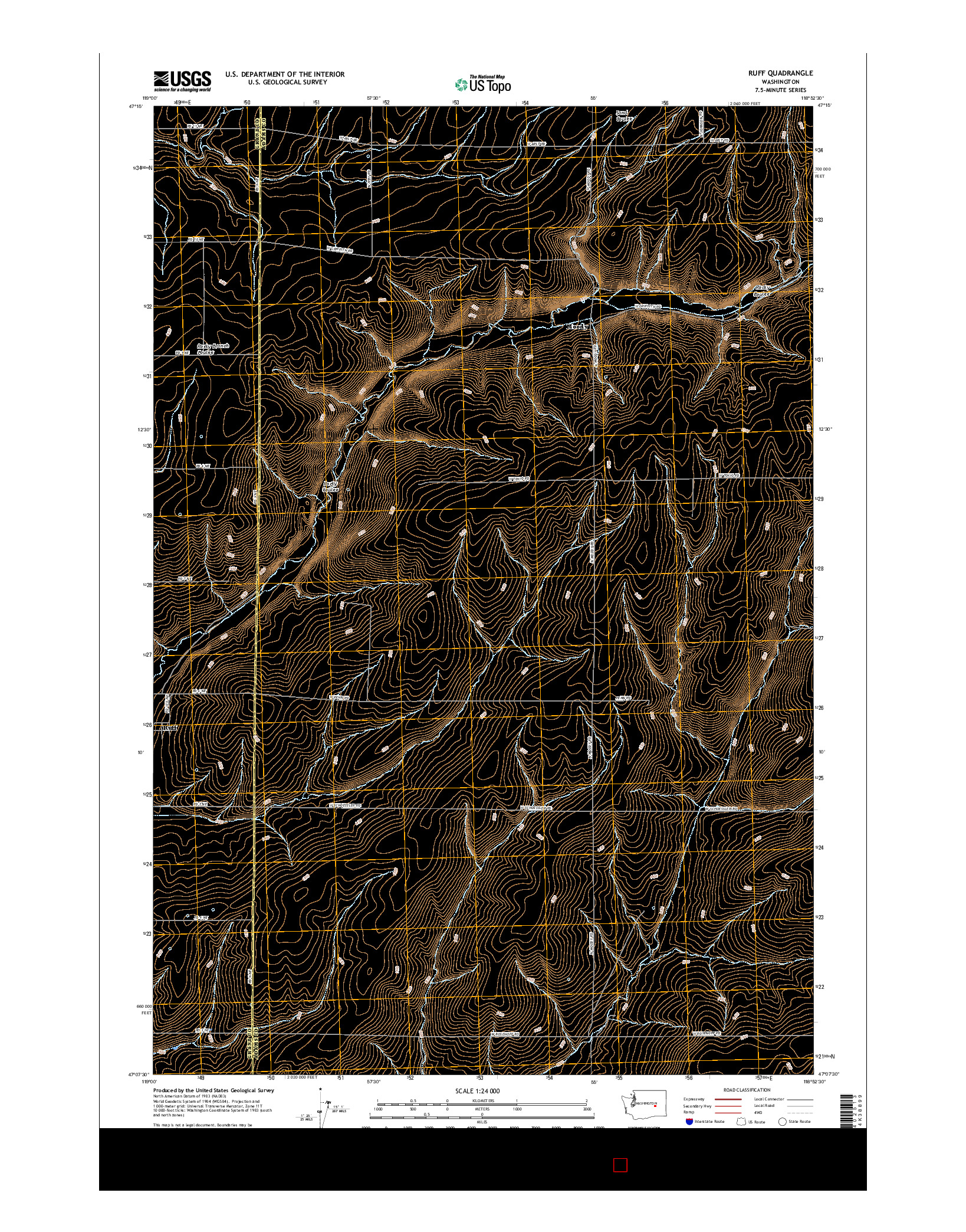 USGS US TOPO 7.5-MINUTE MAP FOR RUFF, WA 2017