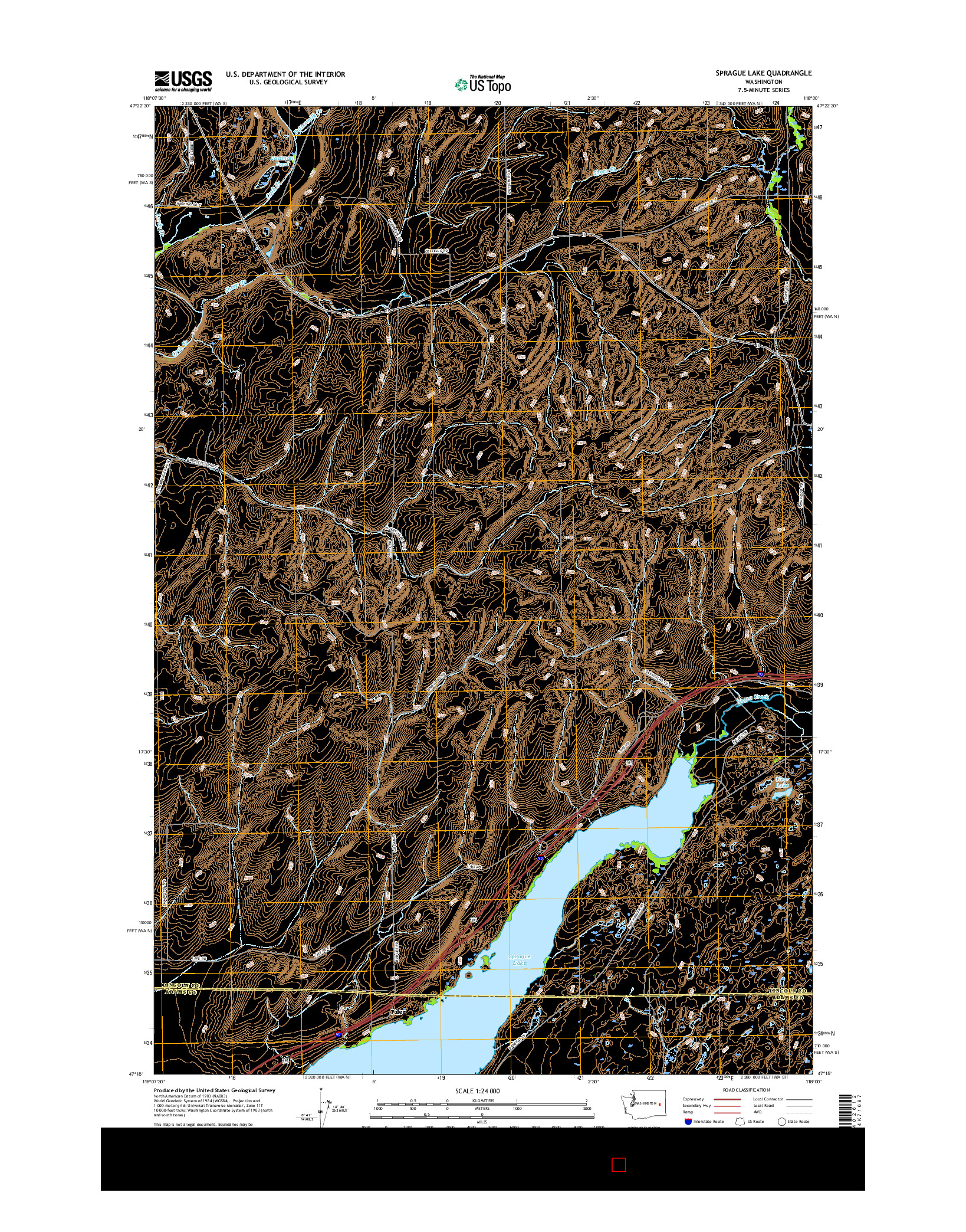 USGS US TOPO 7.5-MINUTE MAP FOR SPRAGUE LAKE, WA 2017