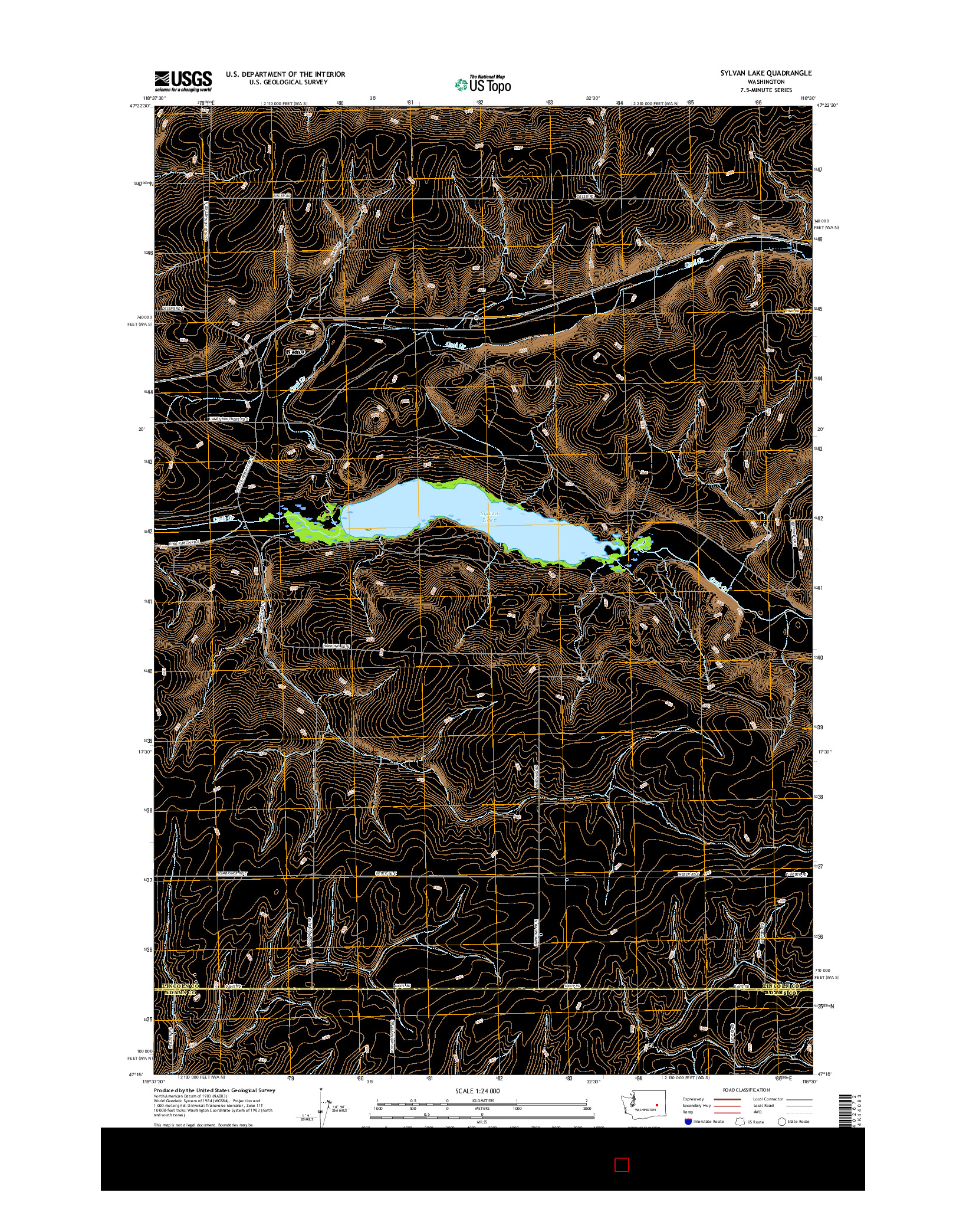 USGS US TOPO 7.5-MINUTE MAP FOR SYLVAN LAKE, WA 2017