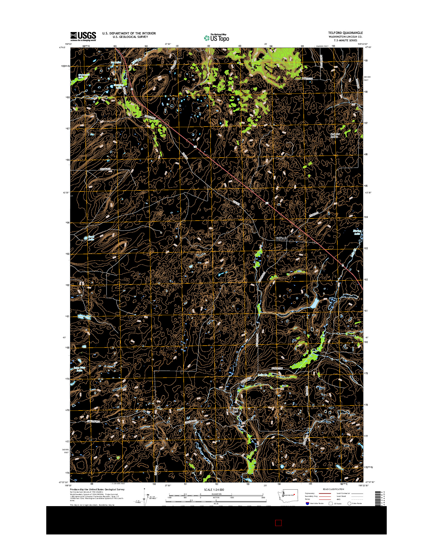 USGS US TOPO 7.5-MINUTE MAP FOR TELFORD, WA 2017