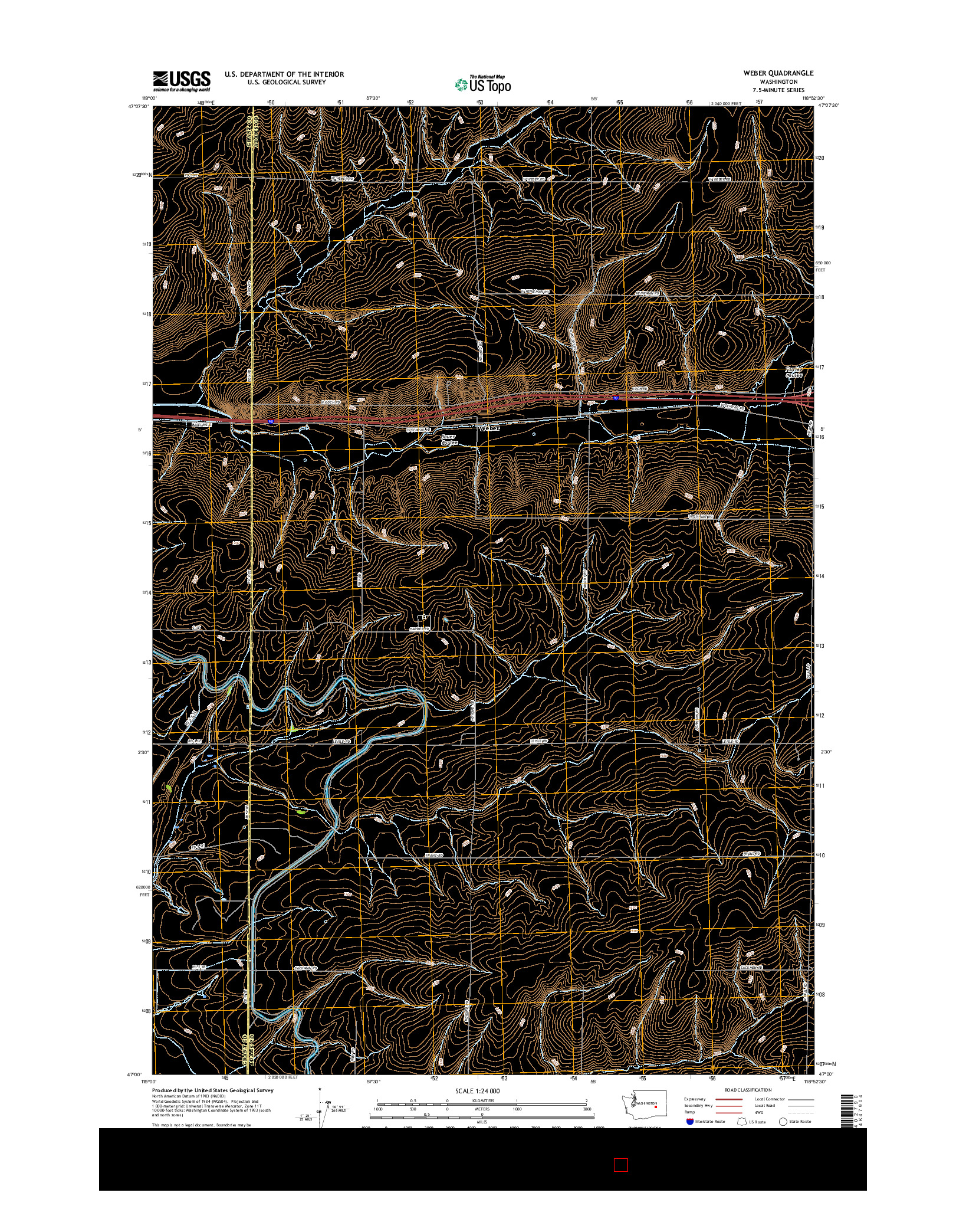 USGS US TOPO 7.5-MINUTE MAP FOR WEBER, WA 2017