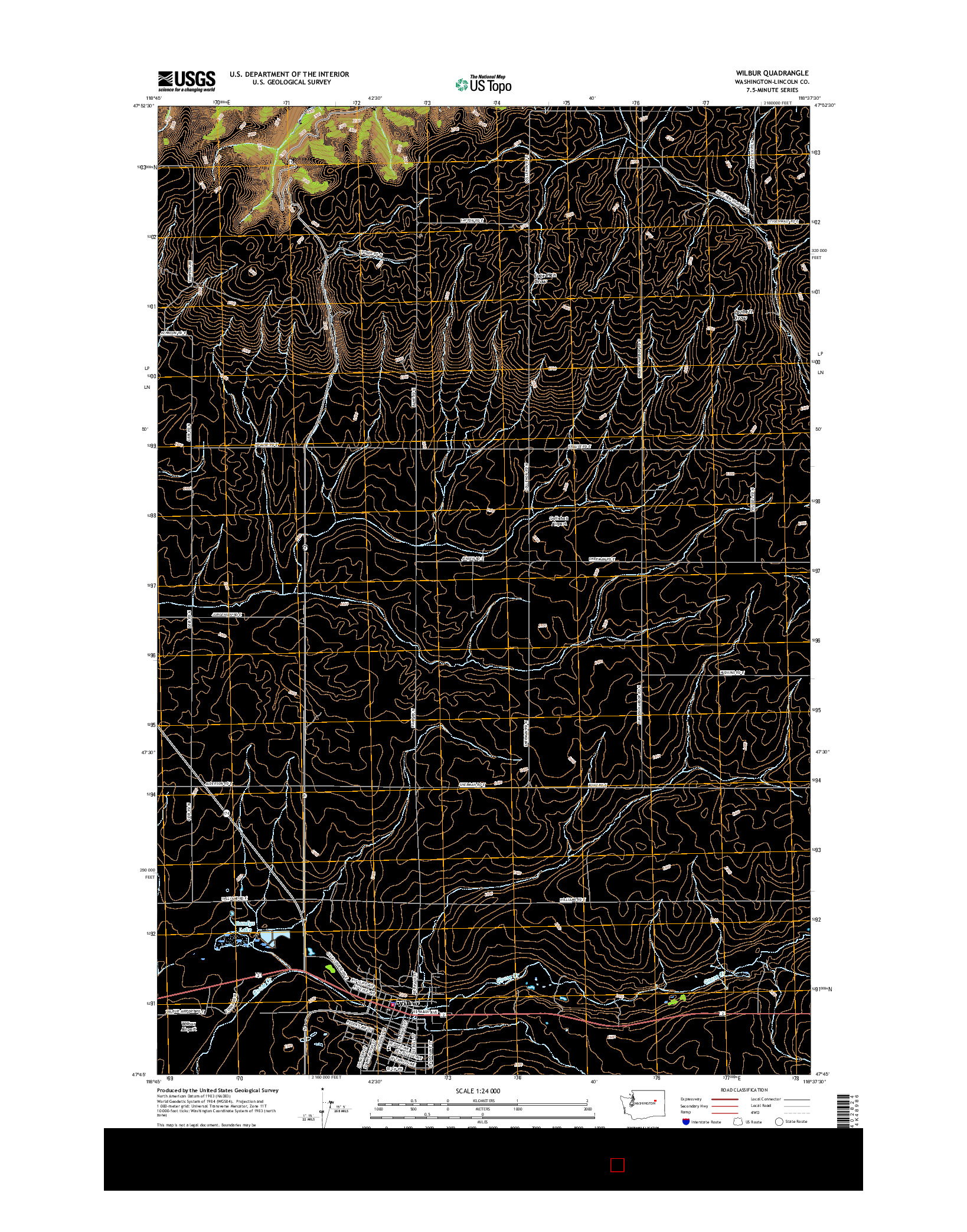 USGS US TOPO 7.5-MINUTE MAP FOR WILBUR, WA 2017