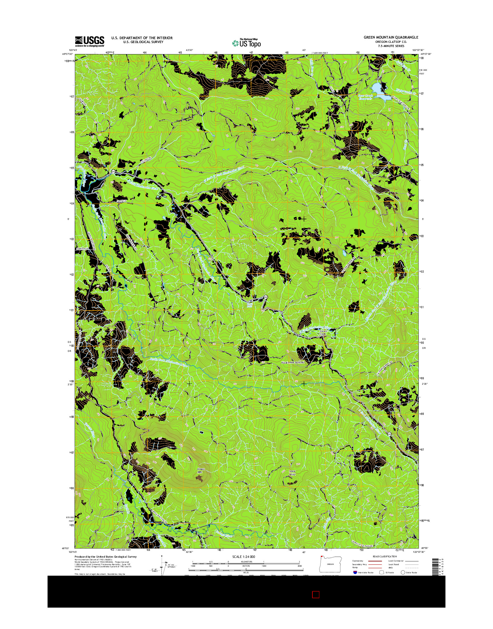 USGS US TOPO 7.5-MINUTE MAP FOR GREEN MOUNTAIN, OR 2017