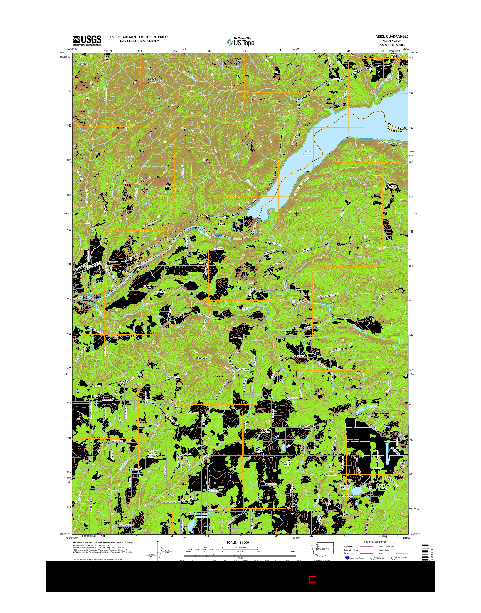 USGS US TOPO 7.5-MINUTE MAP FOR ARIEL, WA 2017