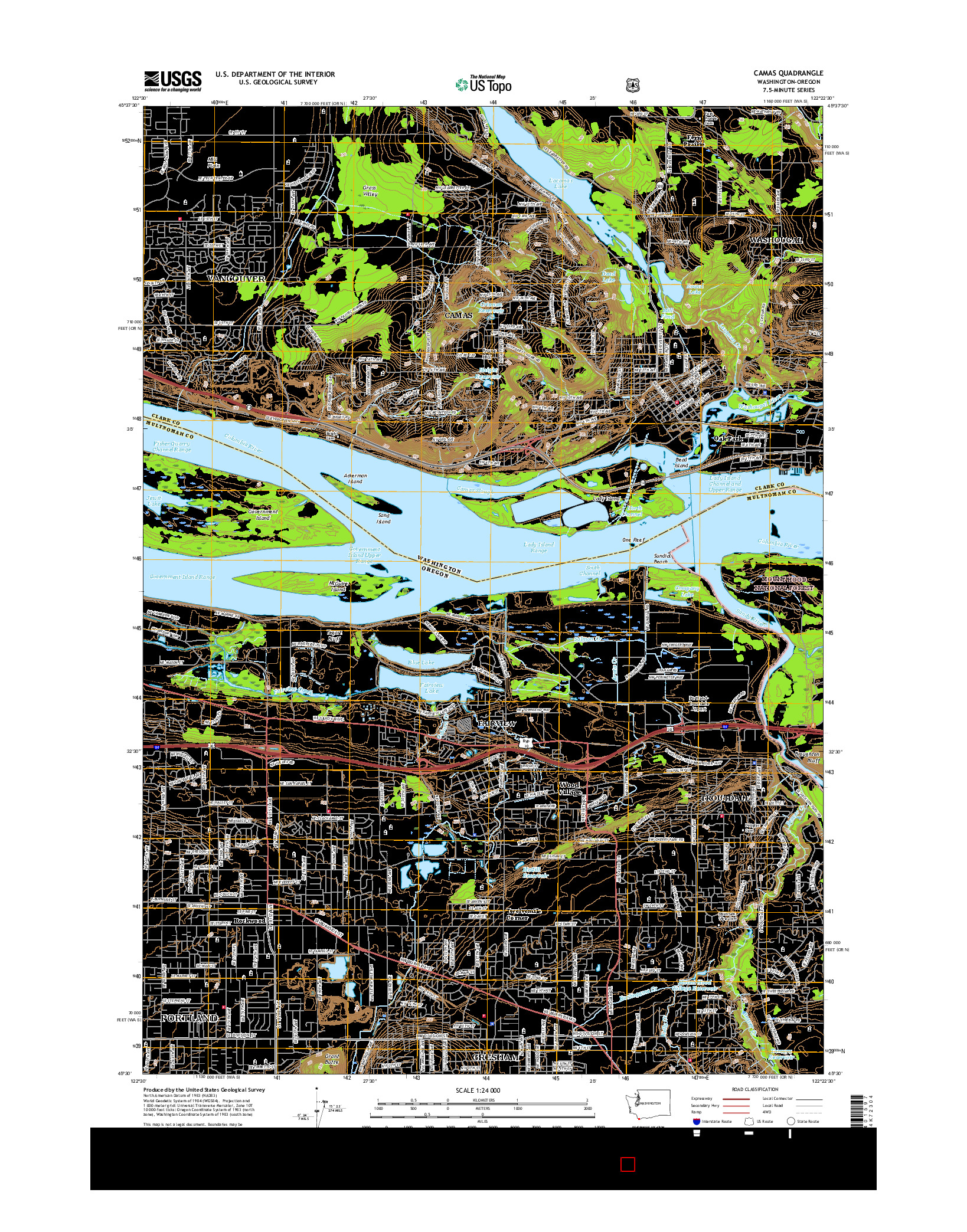 USGS US TOPO 7.5-MINUTE MAP FOR CAMAS, WA-OR 2017