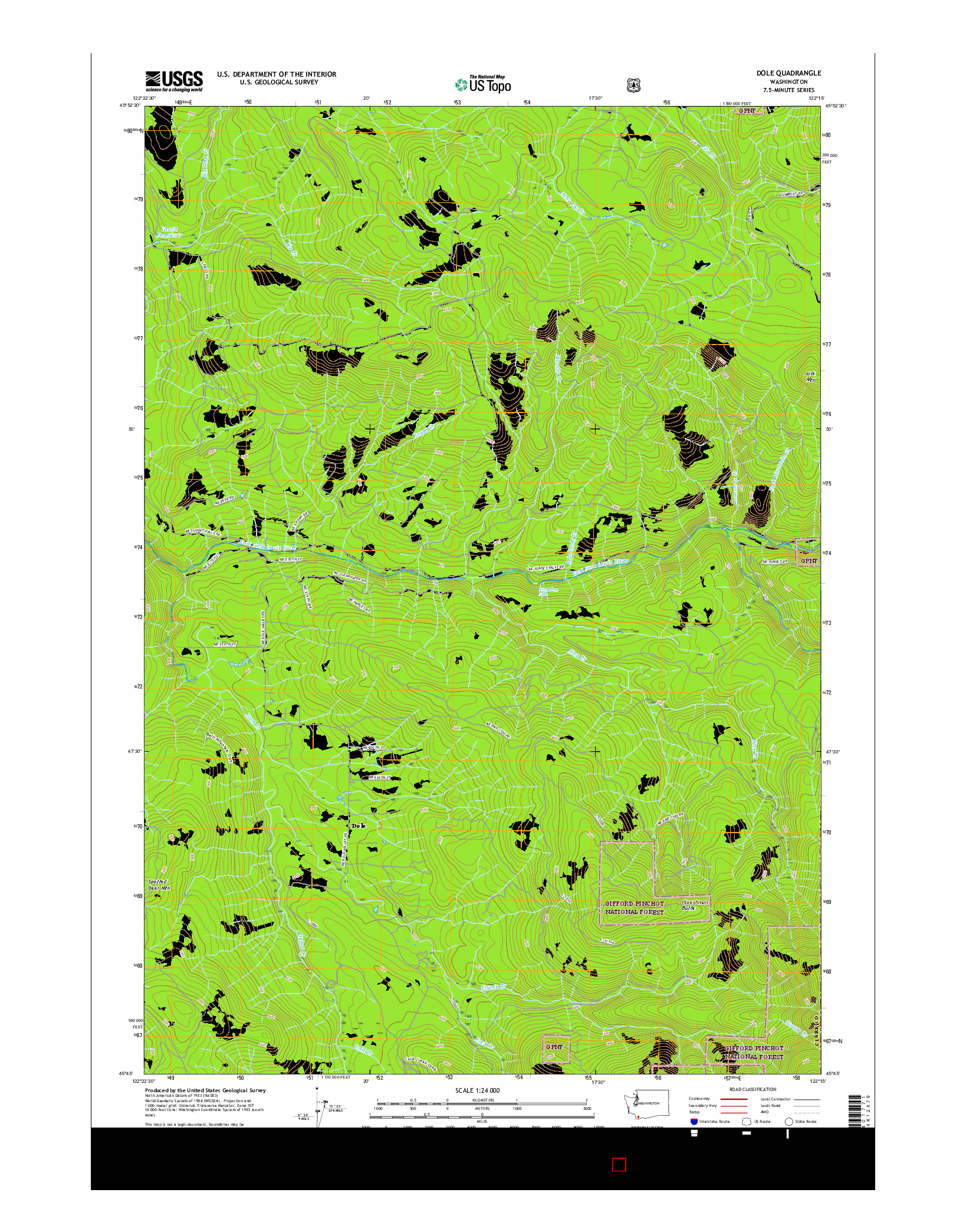 USGS US TOPO 7.5-MINUTE MAP FOR DOLE, WA 2017