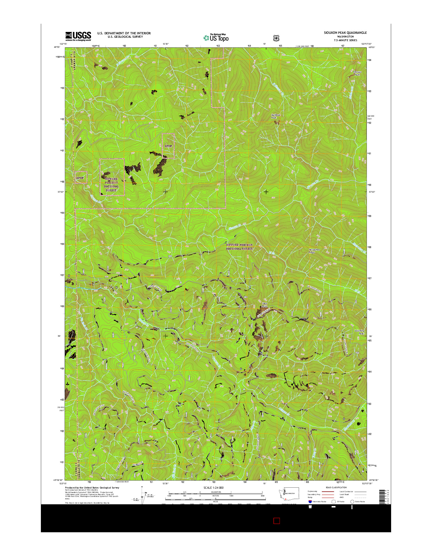 USGS US TOPO 7.5-MINUTE MAP FOR SIOUXON PEAK, WA 2017