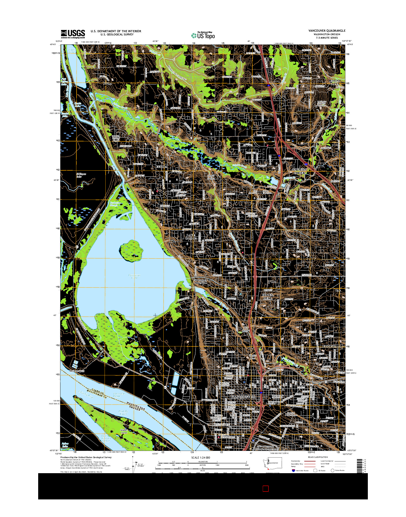 USGS US TOPO 7.5-MINUTE MAP FOR VANCOUVER, WA-OR 2017