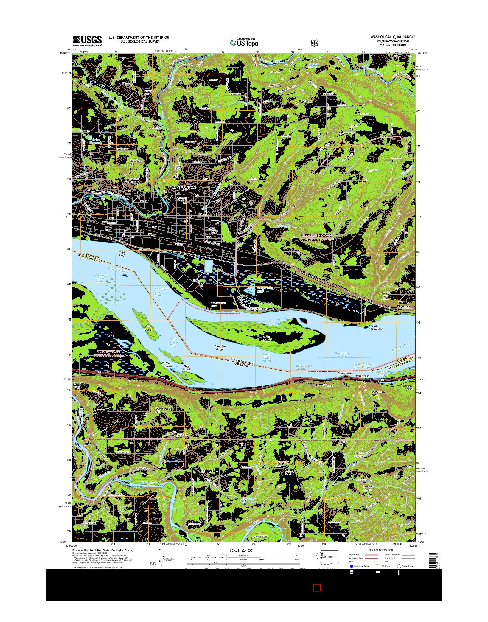 USGS US TOPO 7.5-MINUTE MAP FOR WASHOUGAL, WA-OR 2017