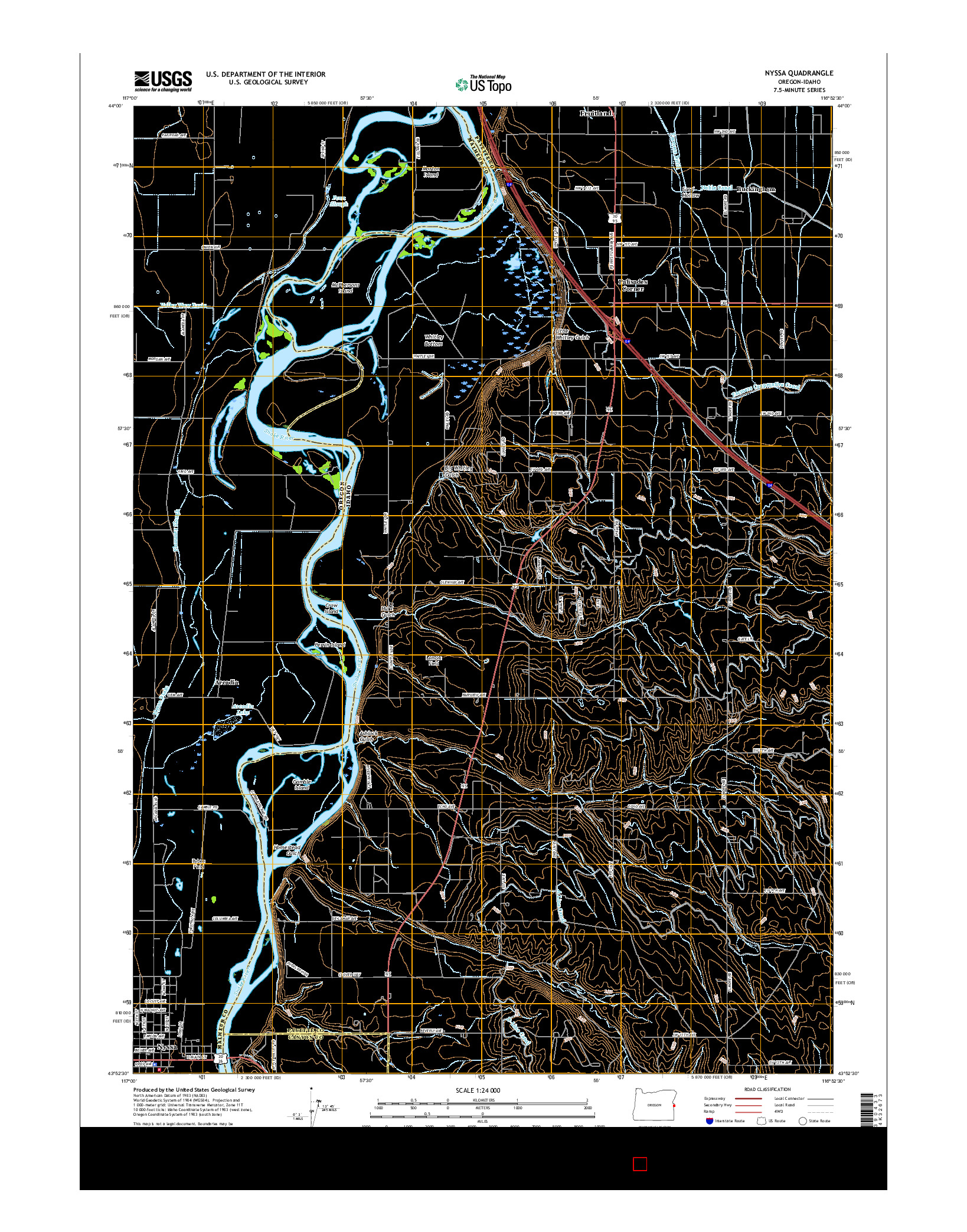 USGS US TOPO 7.5-MINUTE MAP FOR NYSSA, OR-ID 2017