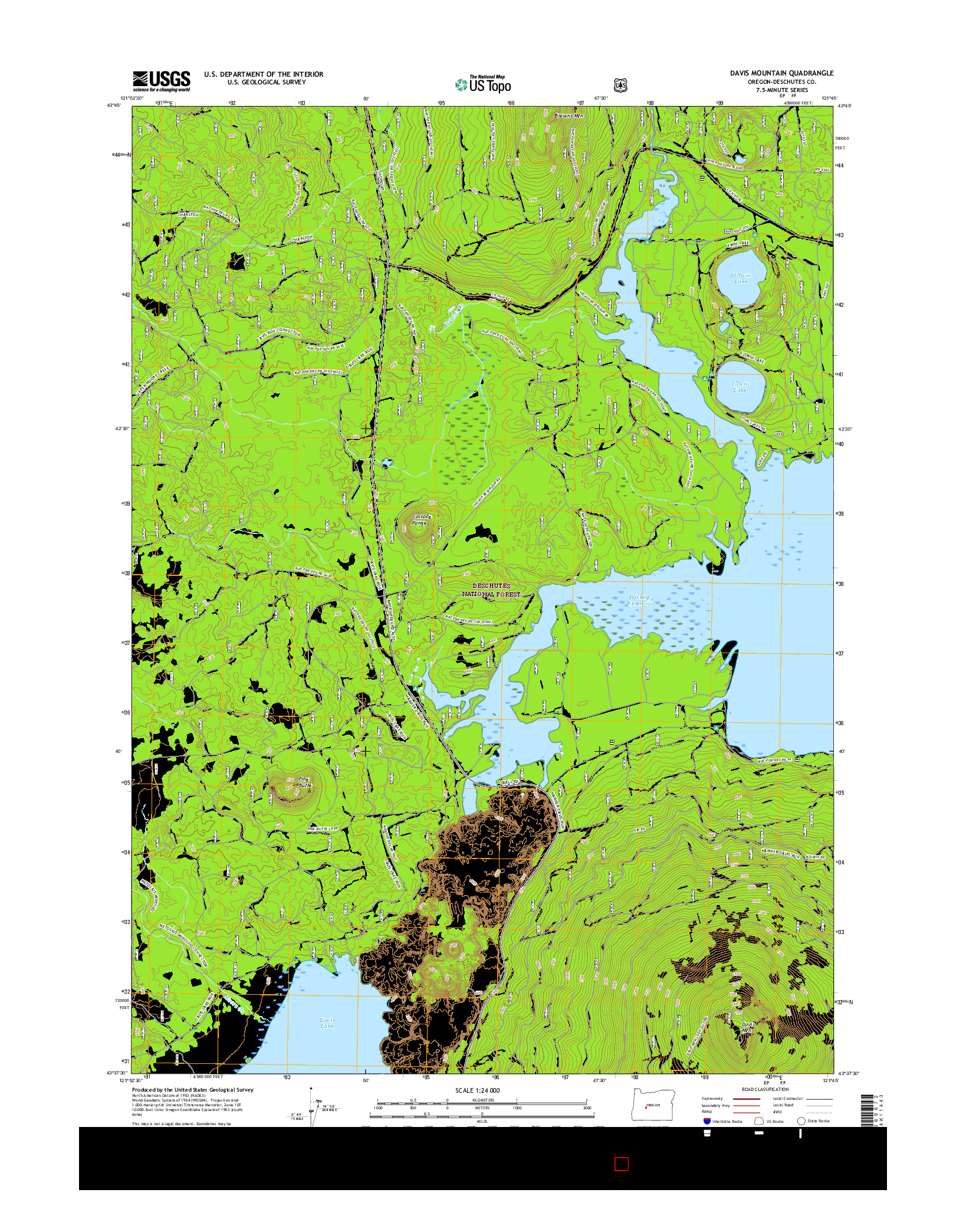 USGS US TOPO 7.5-MINUTE MAP FOR DAVIS MOUNTAIN, OR 2017